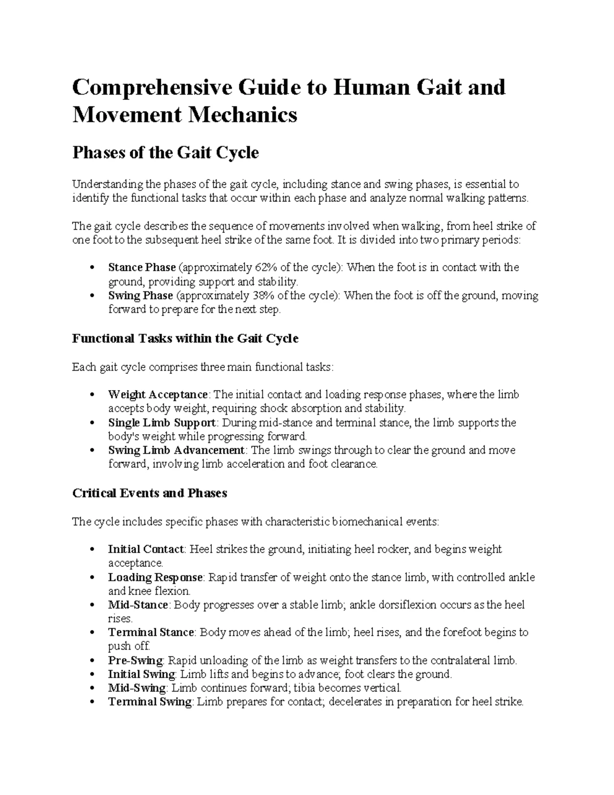 Comprehensive Guide to Human Gait Mechanics (PHYS 101) - Studocu