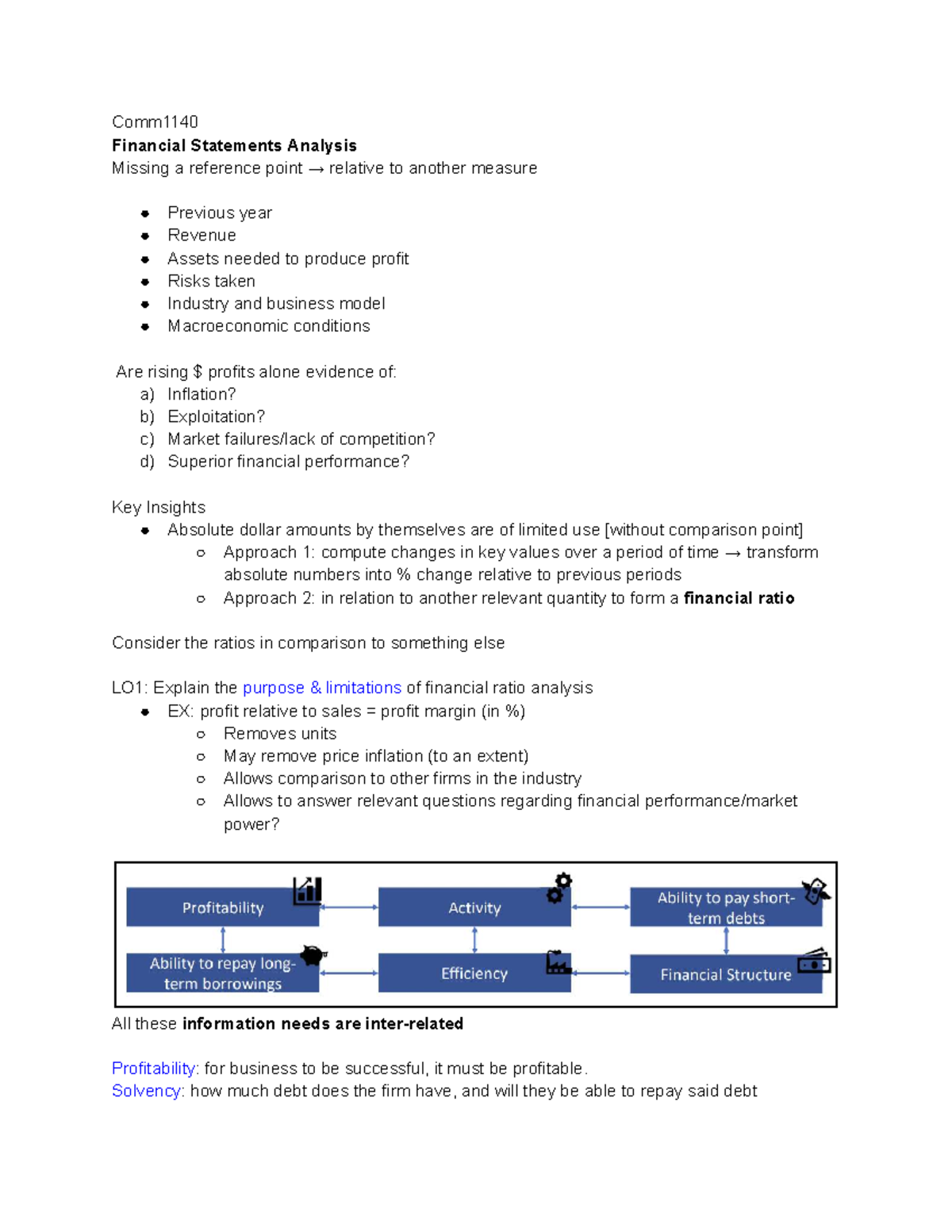 Comm1140 Financial Statement Analysis: Key Ratios & Insights - Studocu