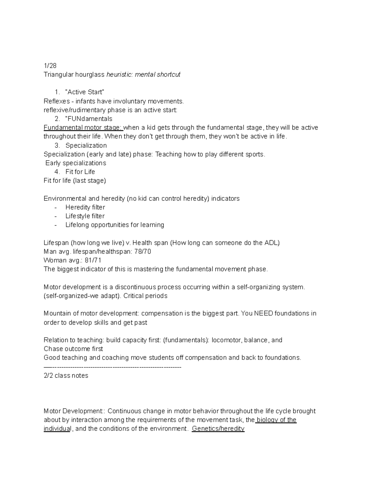 Motor Development Lecture Notes - Studocu