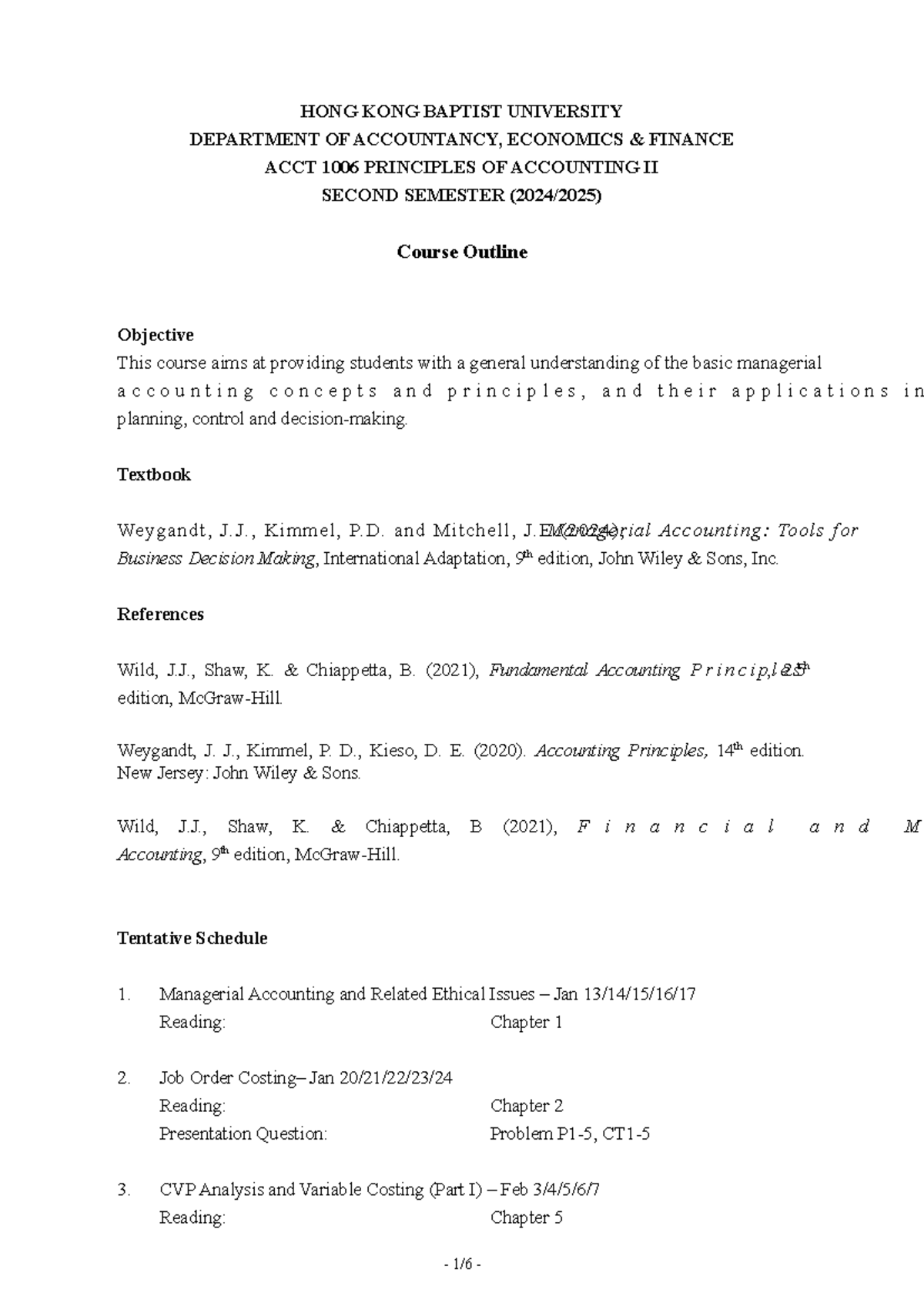 ACCT 1006 Principles of Accounting II Course Outline (2024-25) - Studocu