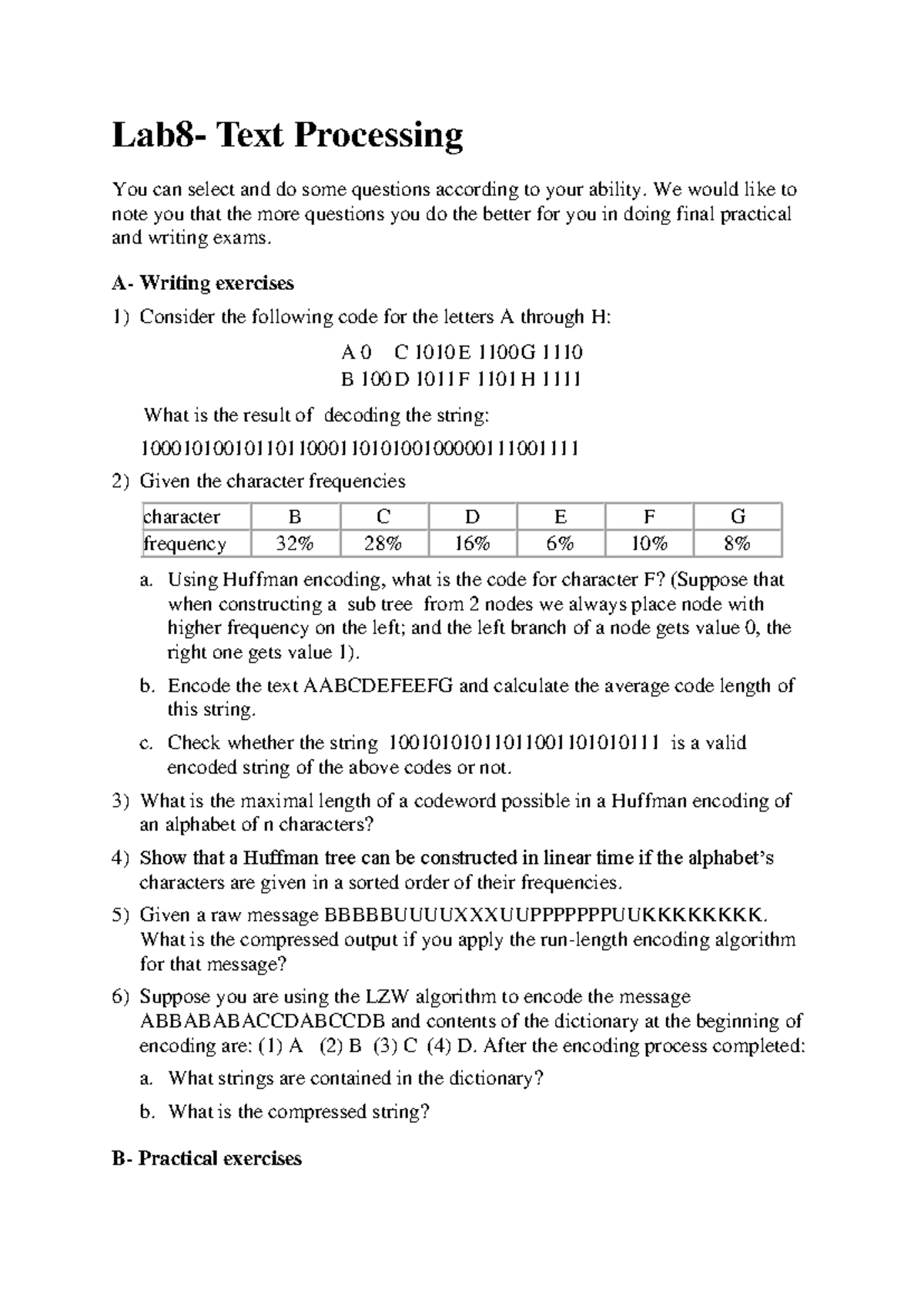 1730313135223 Lab 8 - Text Processing and Encoding Principles - Studocu