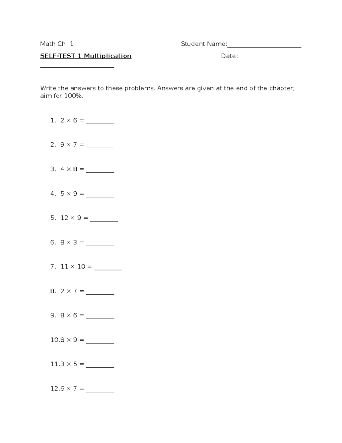 Math Ch. 1 directly from book - Math Ch. 1 Student Name ...