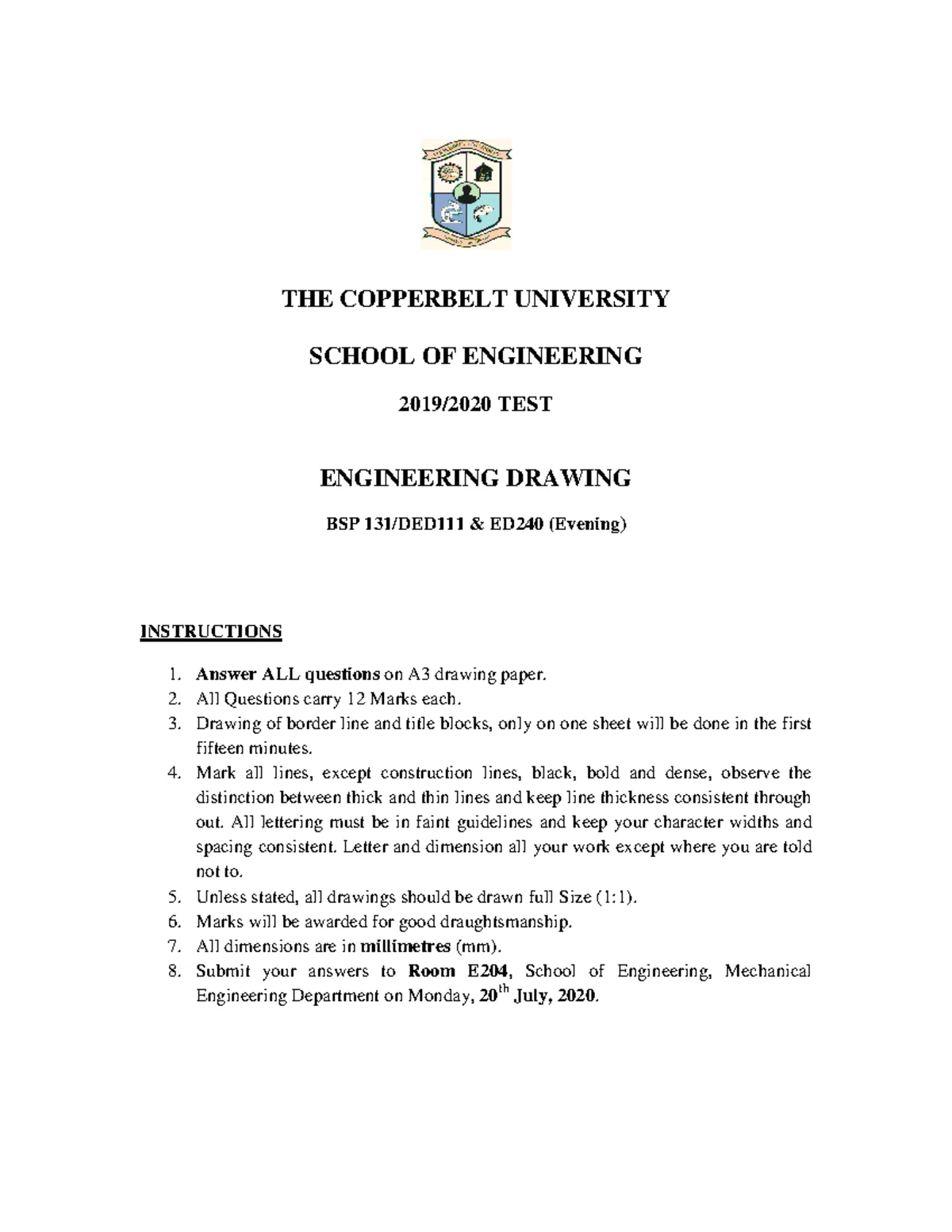 ED240 2016 - Geometry Test Paper with Drawing Instructions - Studocu