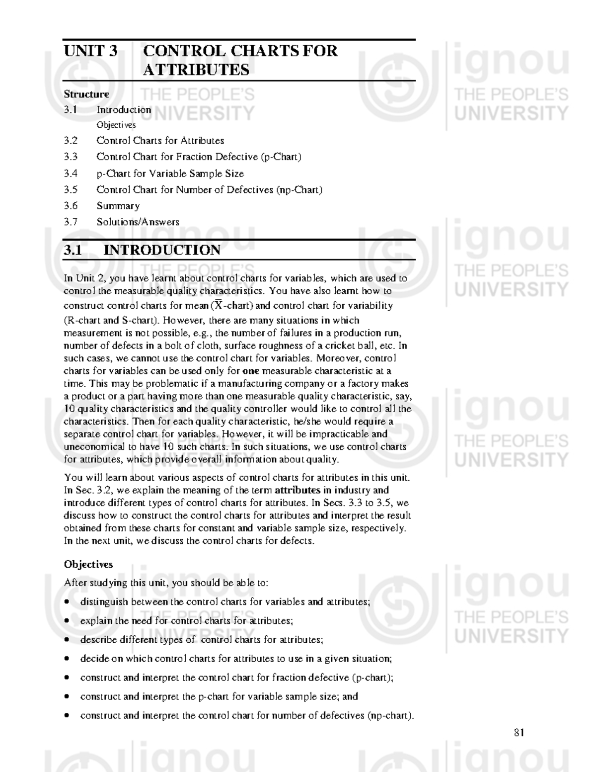 Control Charts for Attributes in STA225: Unit 3 Overview - Studocu