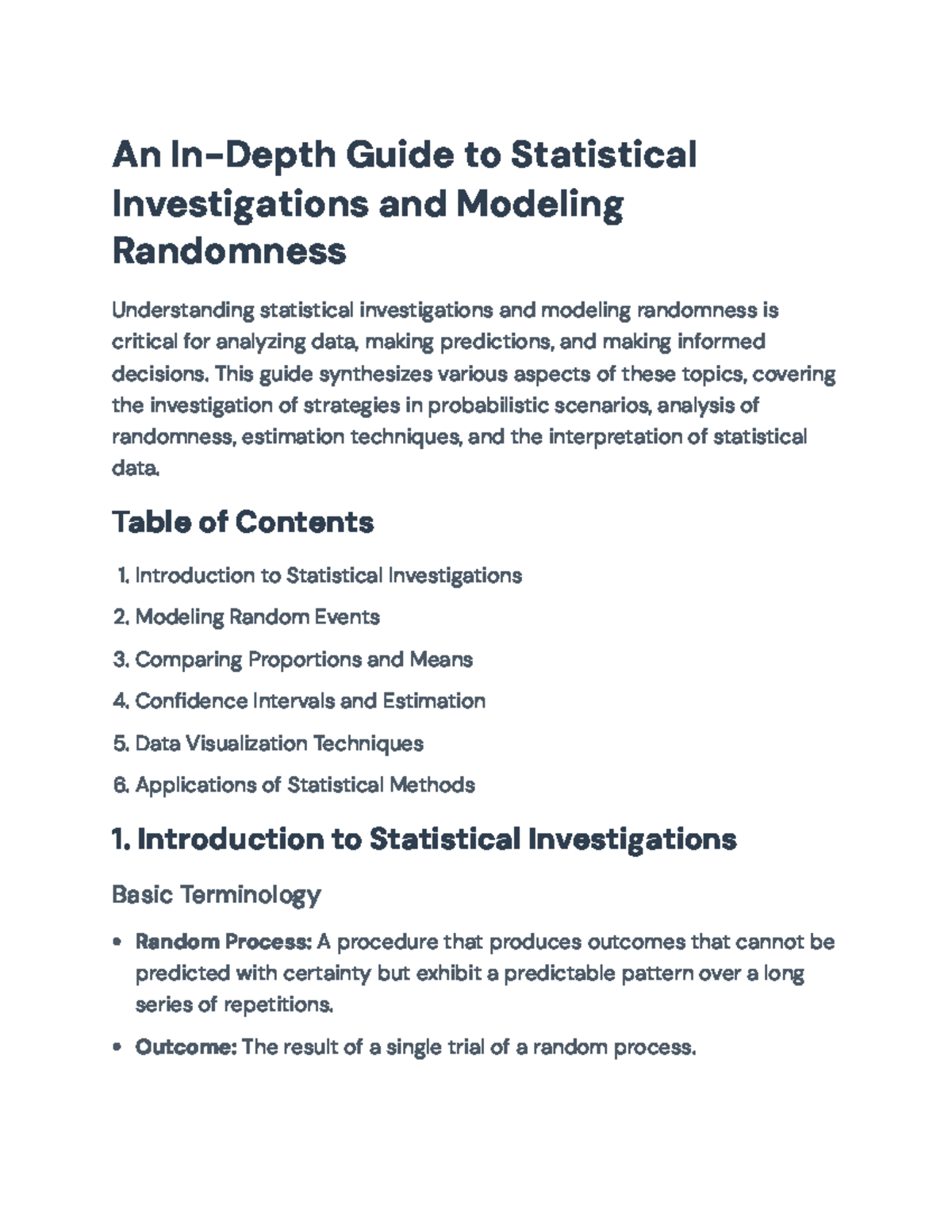 Statistical Investigations & Randomness Modeling: A Comprehensive Guide ...