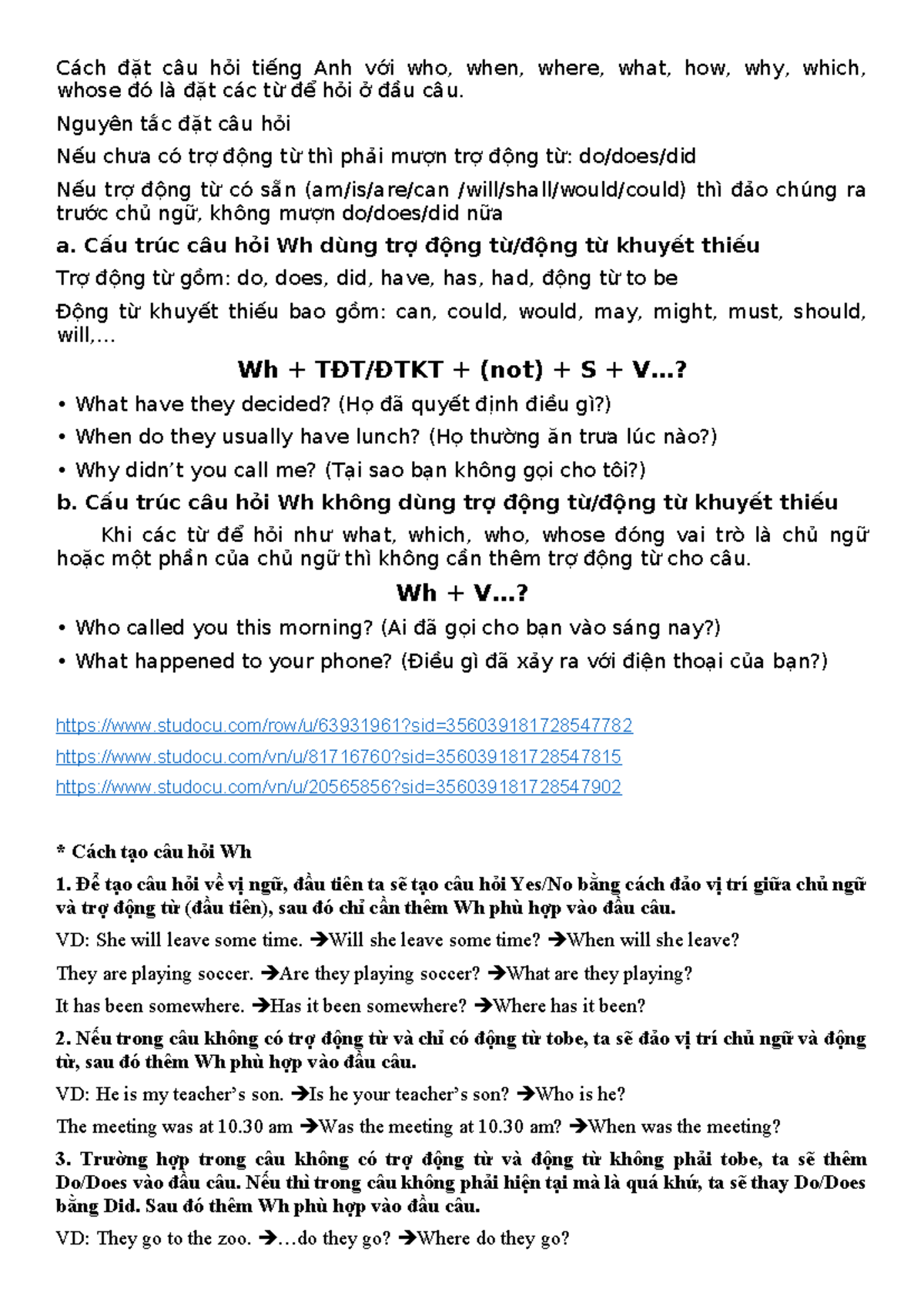 WH Questions in English: Structure and Usage - TACB - Studocu