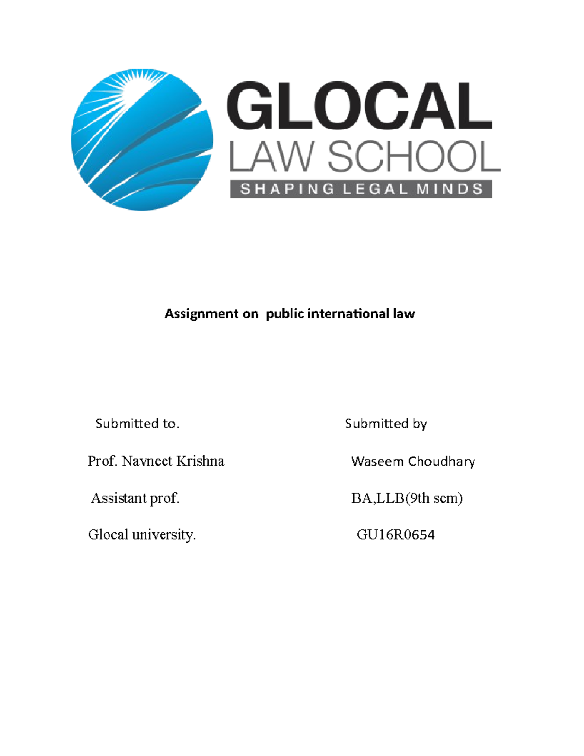 Assignment-pil - Pil - Assignment on public international law Submitted ...