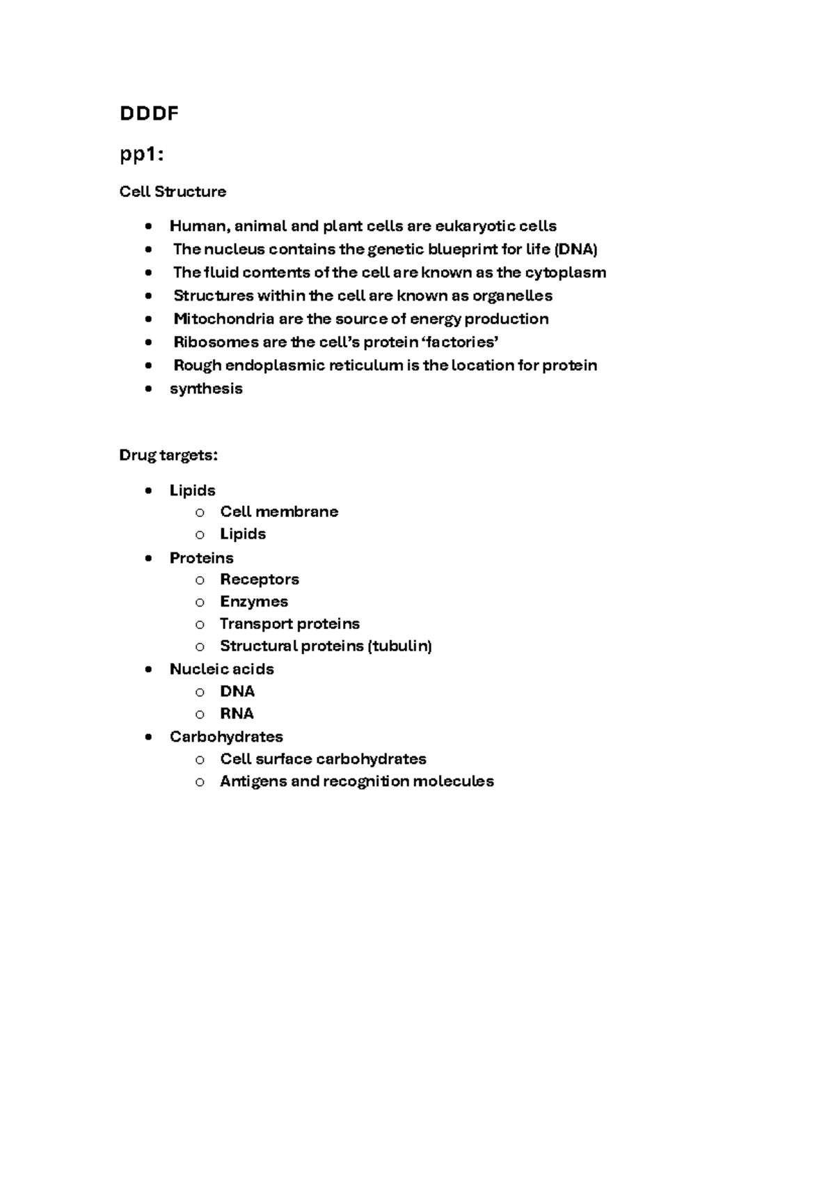 DDDF: Comprehensive Overview of Cell Structure, Drug Targets, and ...