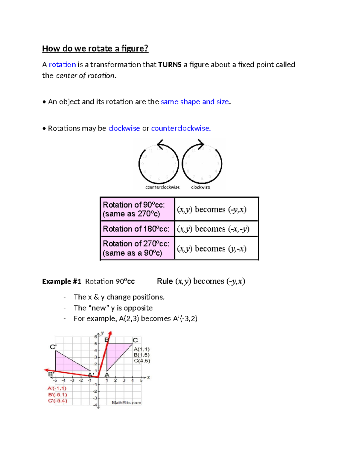 Understanding Rotations in Geometry (MATH101): Transformations ...