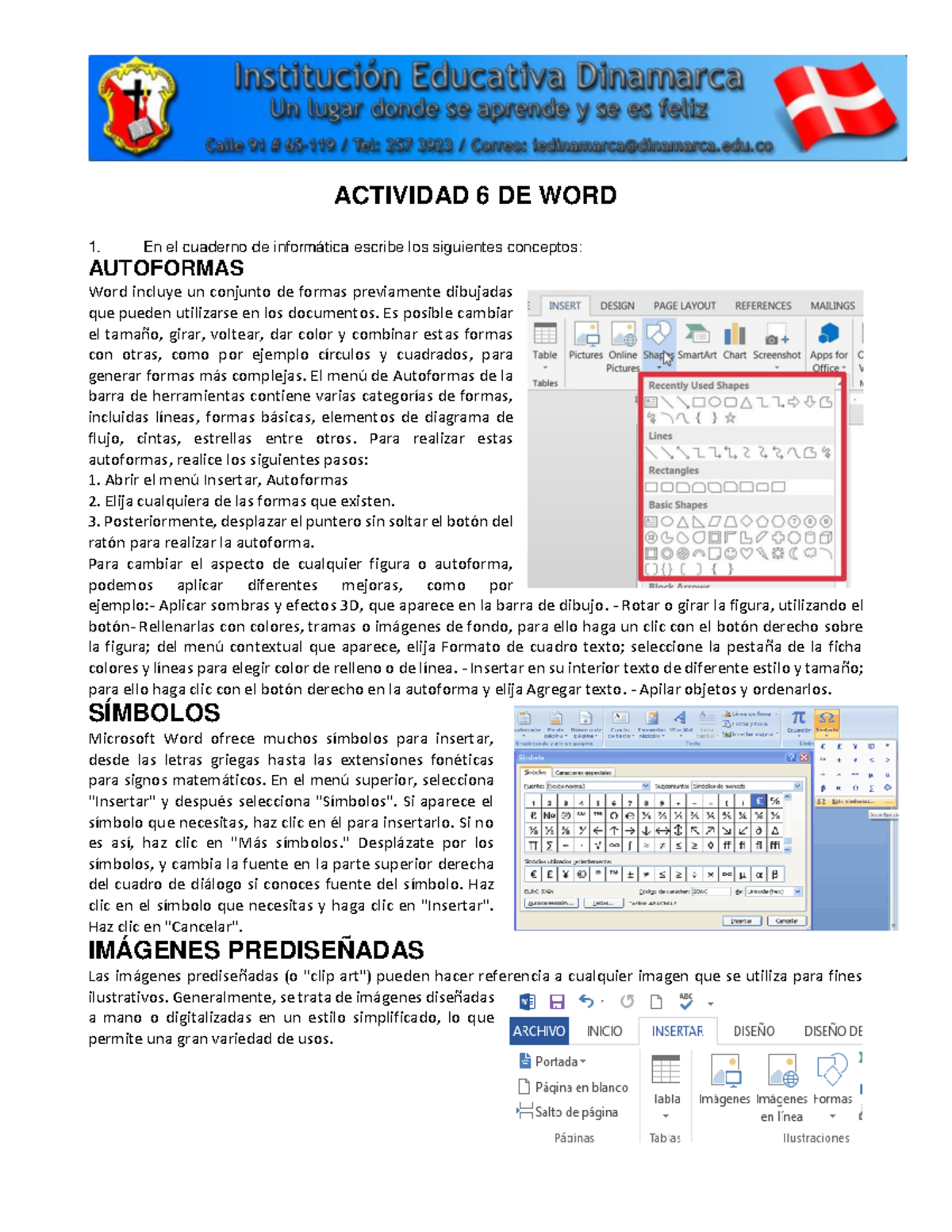 Actividad 6 DE WORD - Práctica sobre Autoformas y Símbolos - Studocu