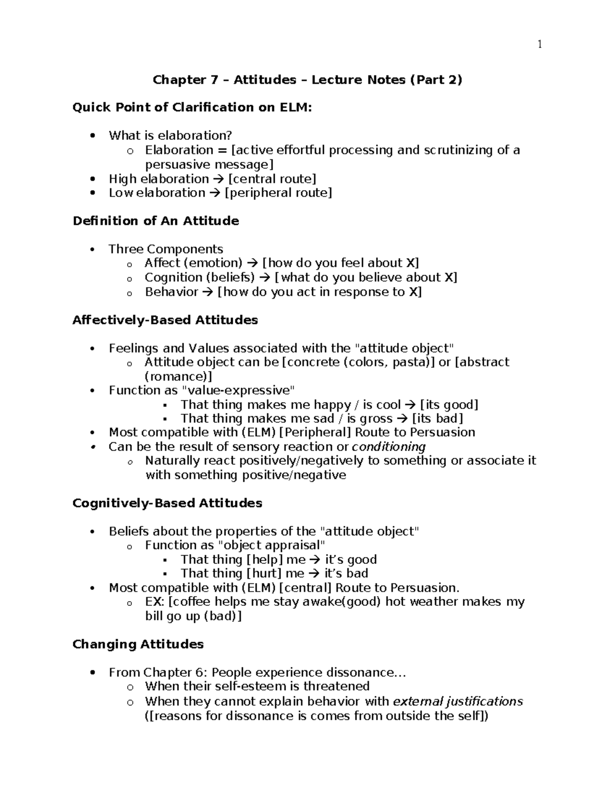 Chapter 7 - Attitudes and Persuasion: Lecture Notes (Part 2) - Studocu
