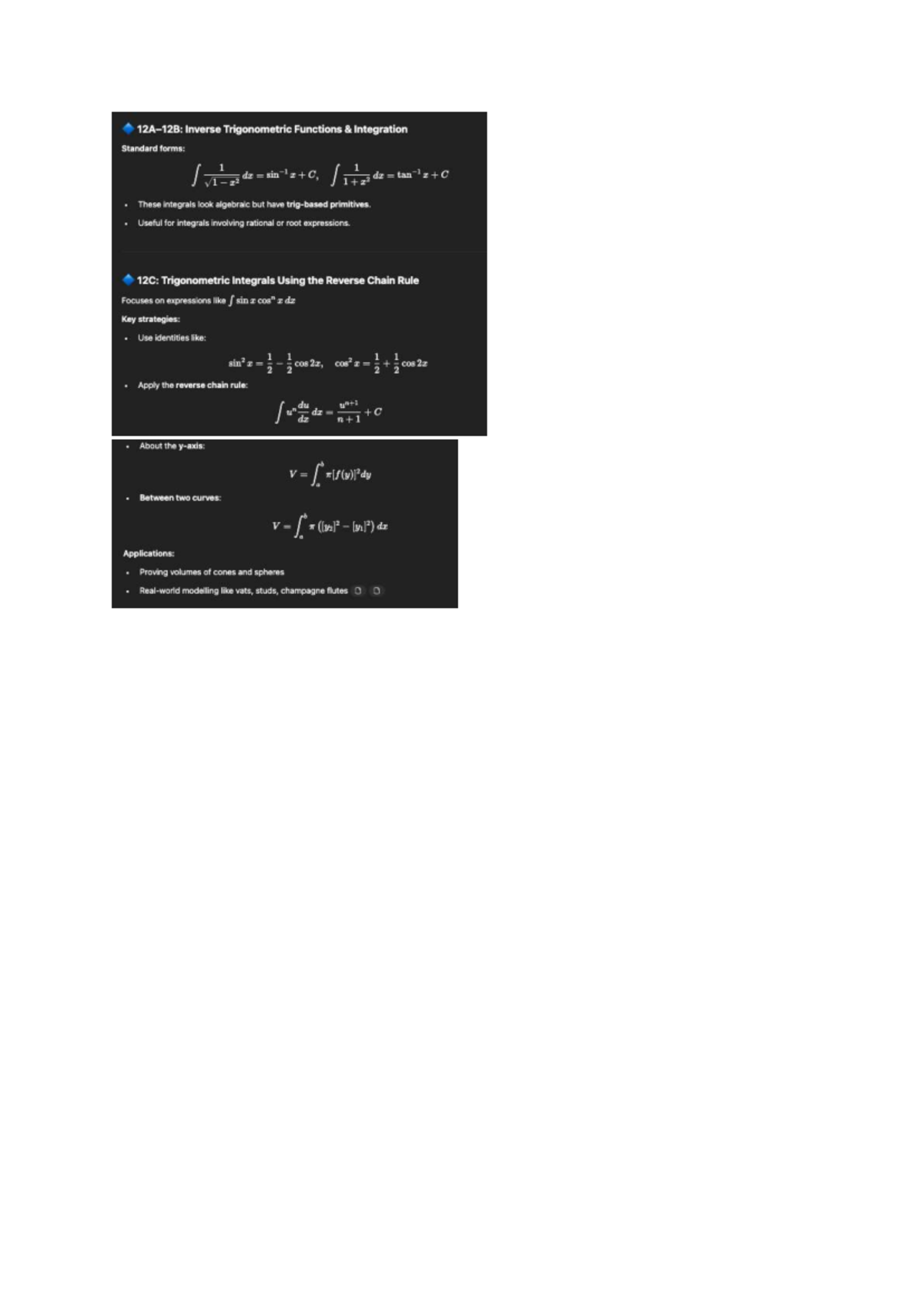 Integration of Inverse Trigonometric Functions - 12C Notes - Studocu