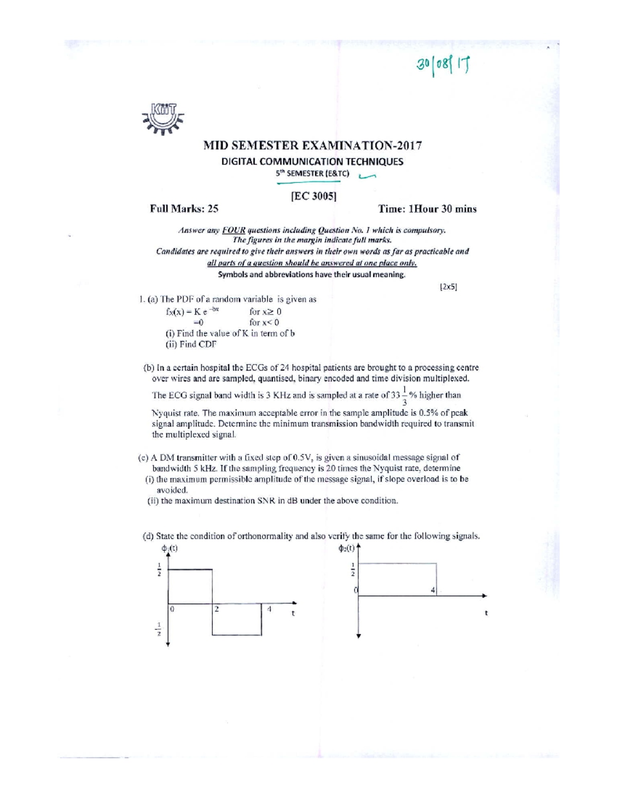 DCT Final Exam Question Paper 1 - Studocu