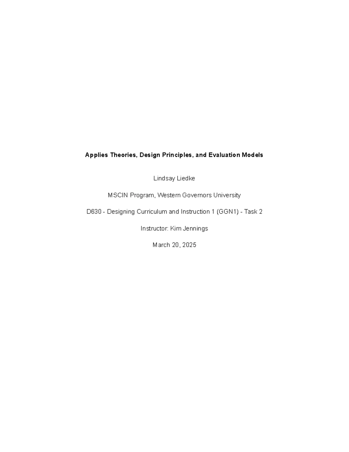 D630 GGN1 Task 2 - Curriculum Design & Evaluation in Math Education ...
