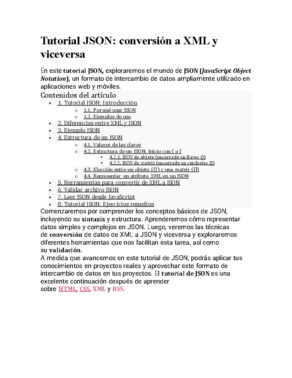 Tutorial JSON: Conversión a XML y Ejercicios Resueltos - Studocu