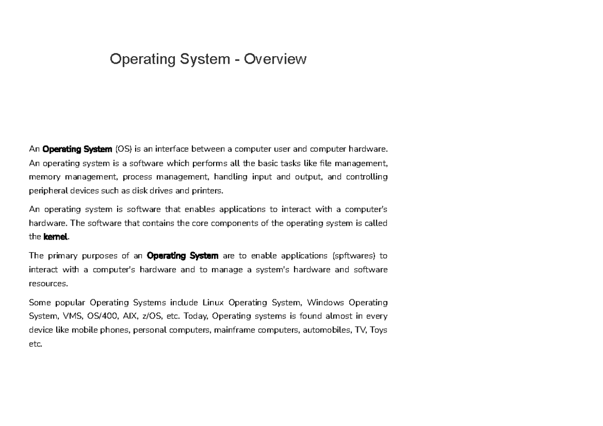 OS 101 - Comprehensive Overview of Operating Systems and Functions ...