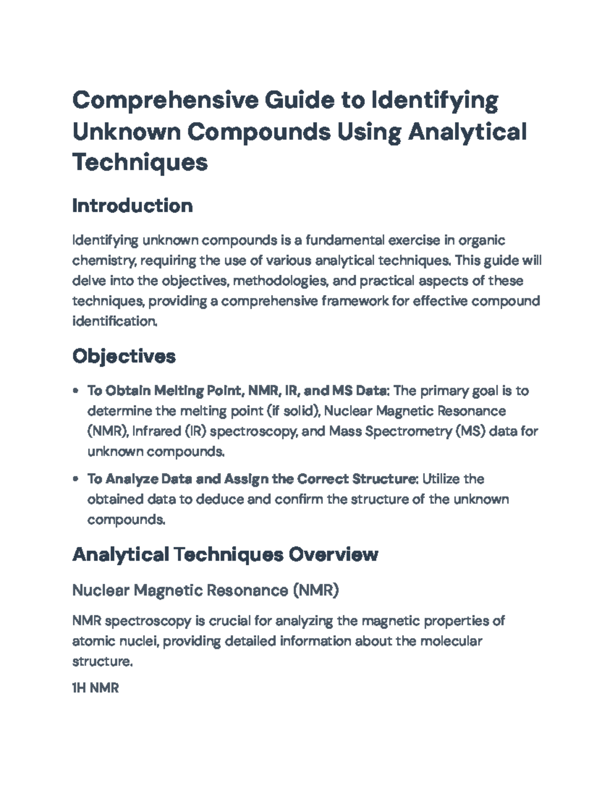 Comprehensive Techniques for Identifying Unknown Organic Compounds ...