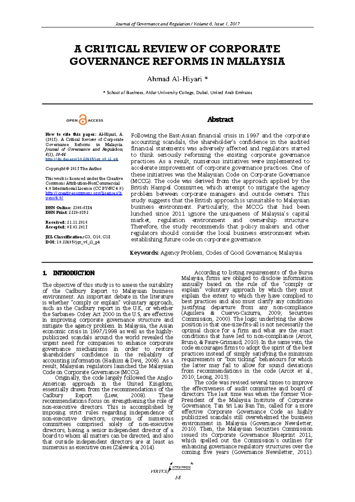 A Critical Review of Corporate Governance Reforms in Malaysia (MCCG ...