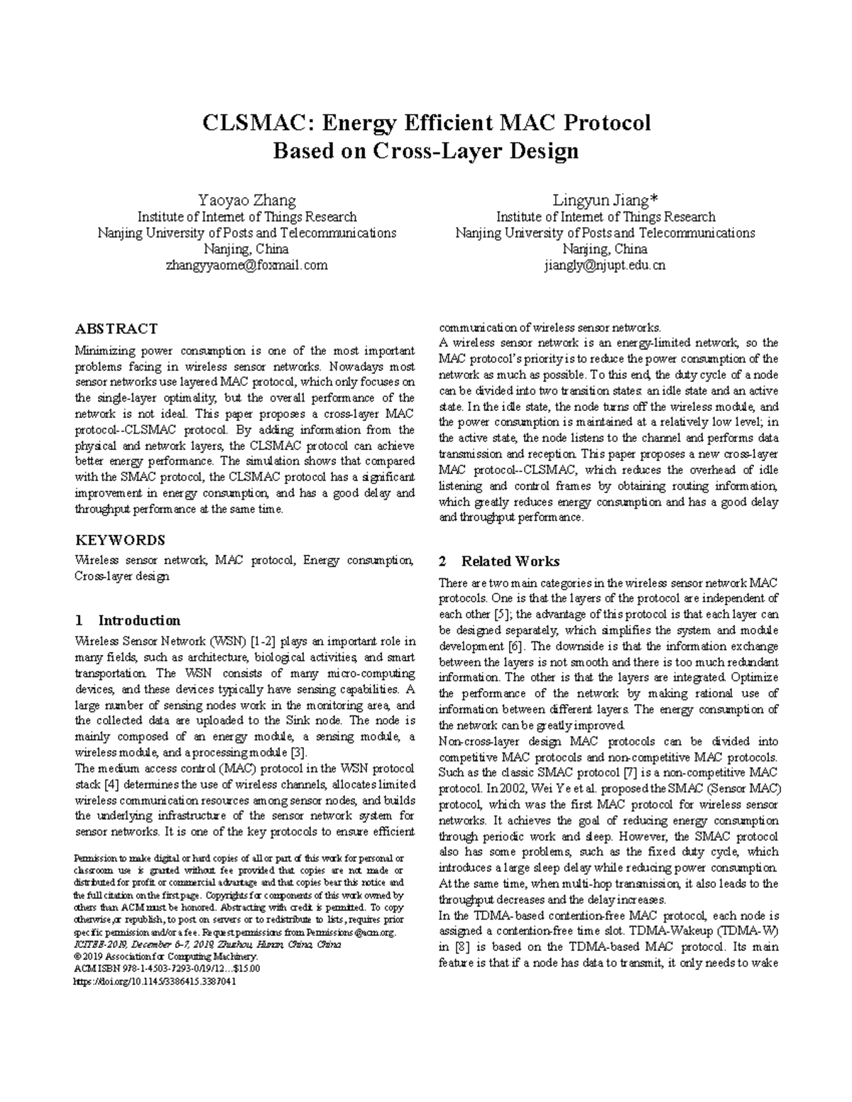 CLSMAC: Energy Efficient MAC Protocol via Cross-Layer Design - Zhang ...