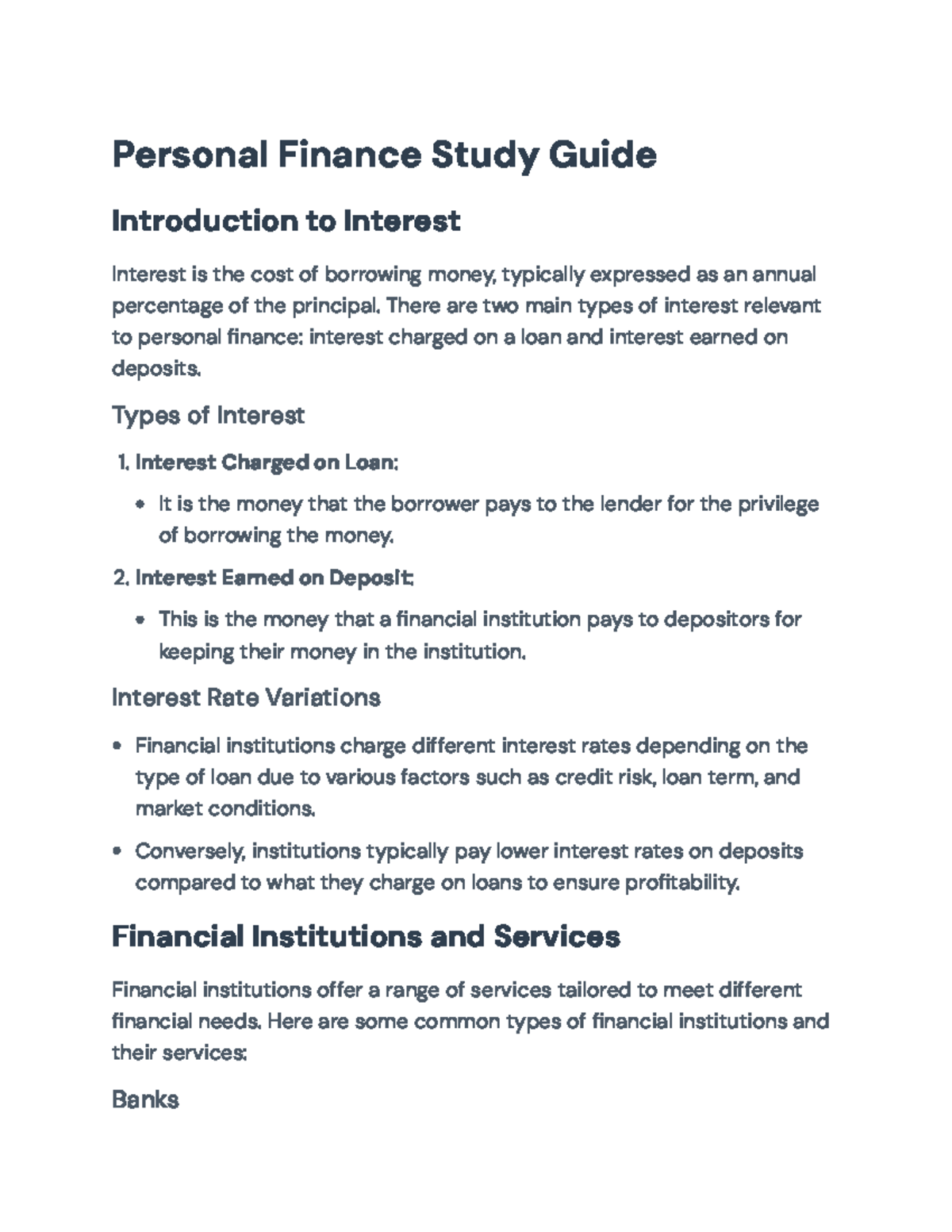 Personal Finance Study Guide: Key Concepts and Strategies - Personal ...