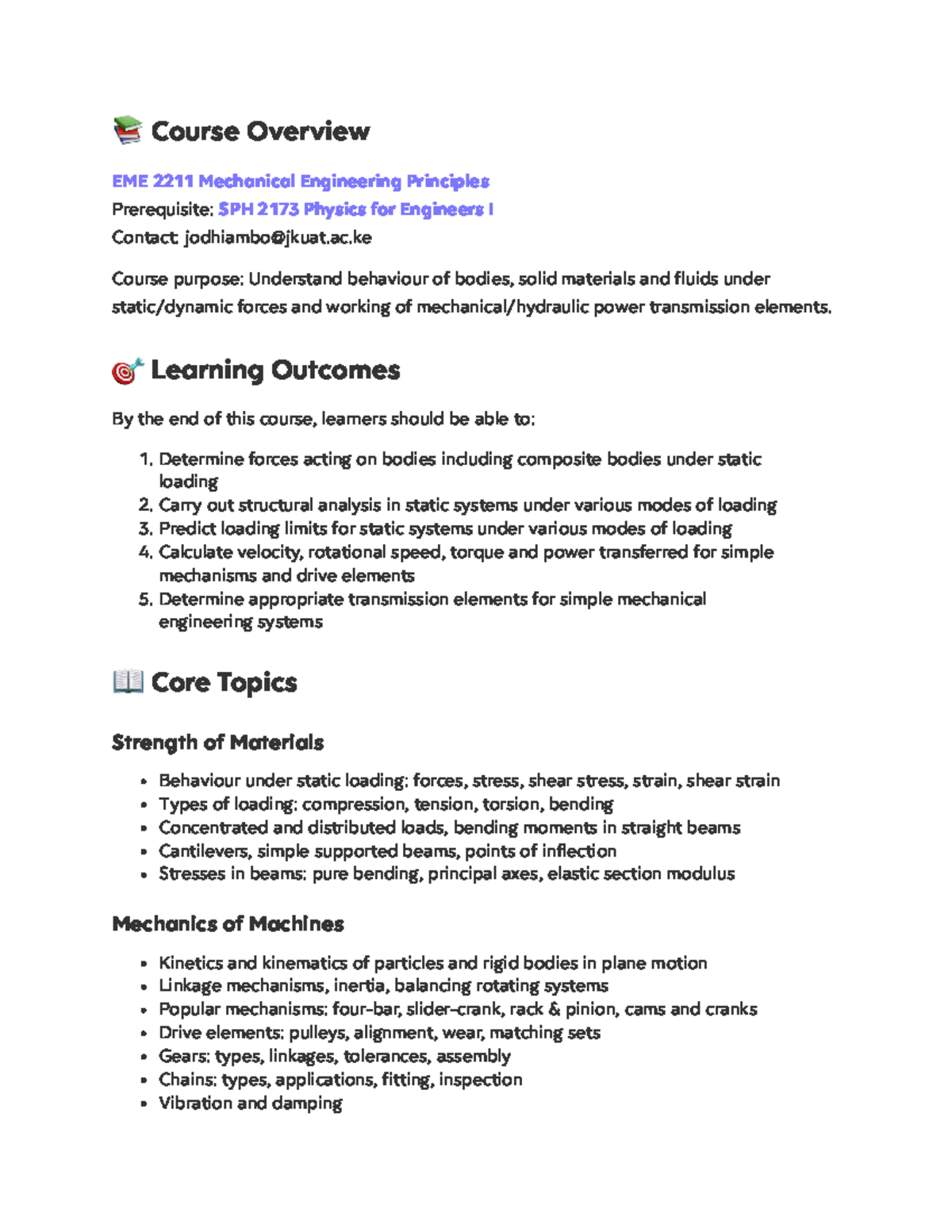 EME 2211 Mechanical Engineering Principles: Class Notes 2 - Studocu