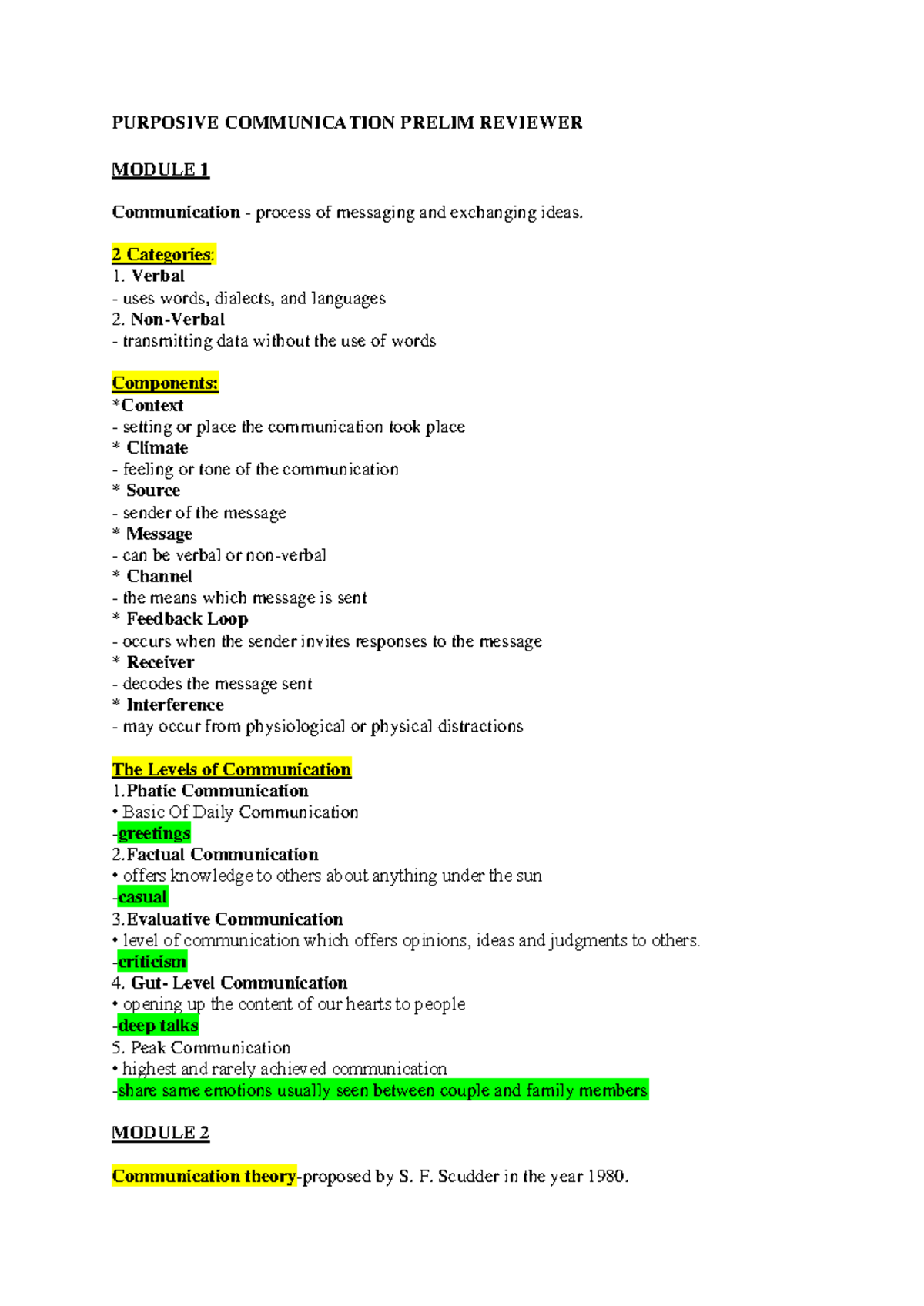 PC- Reviewer - PURPOSIVE COMMUNICATION PRELIM REVIEWER MODULE 1 ...