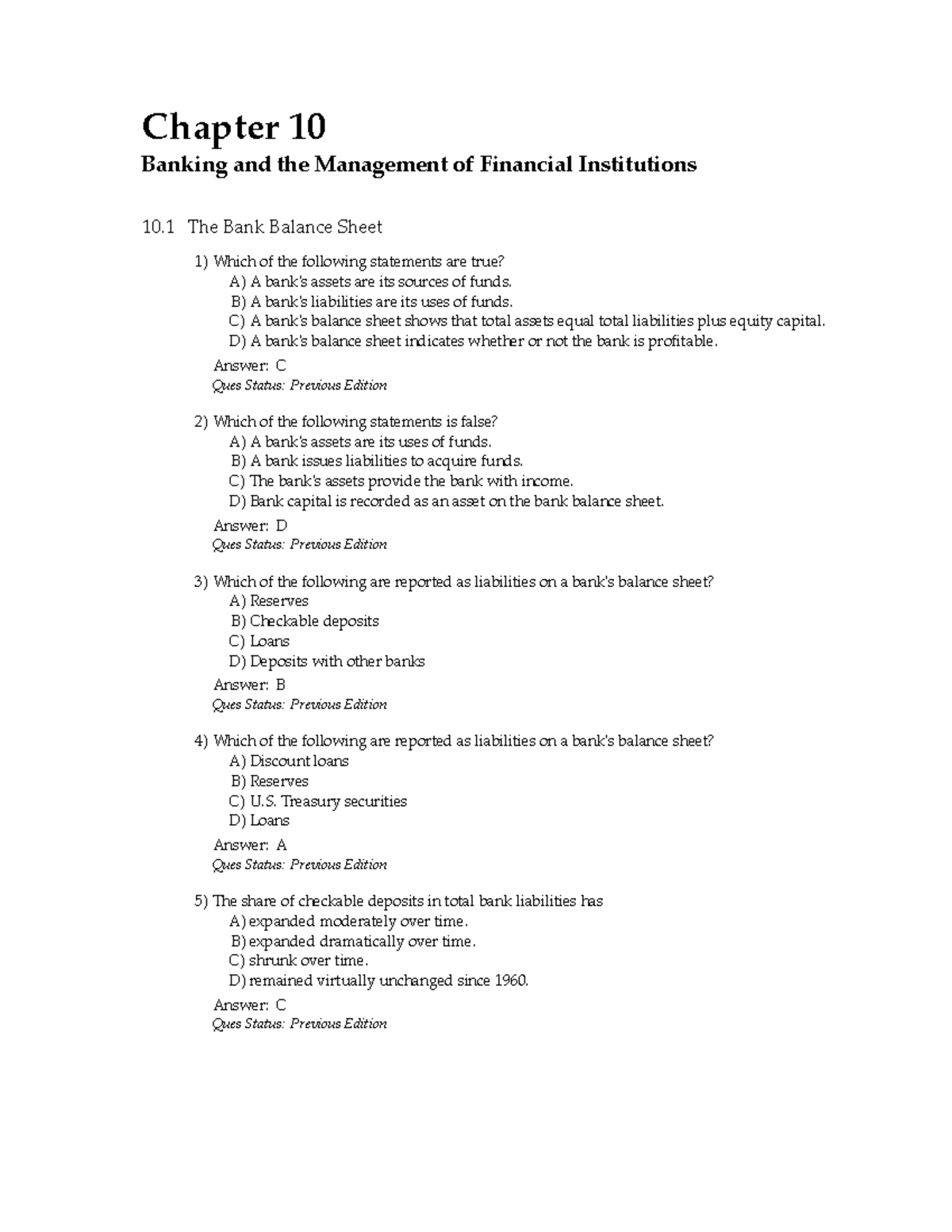 Chapter 10 Banking and Financial Institutions: Key Concepts and ...
