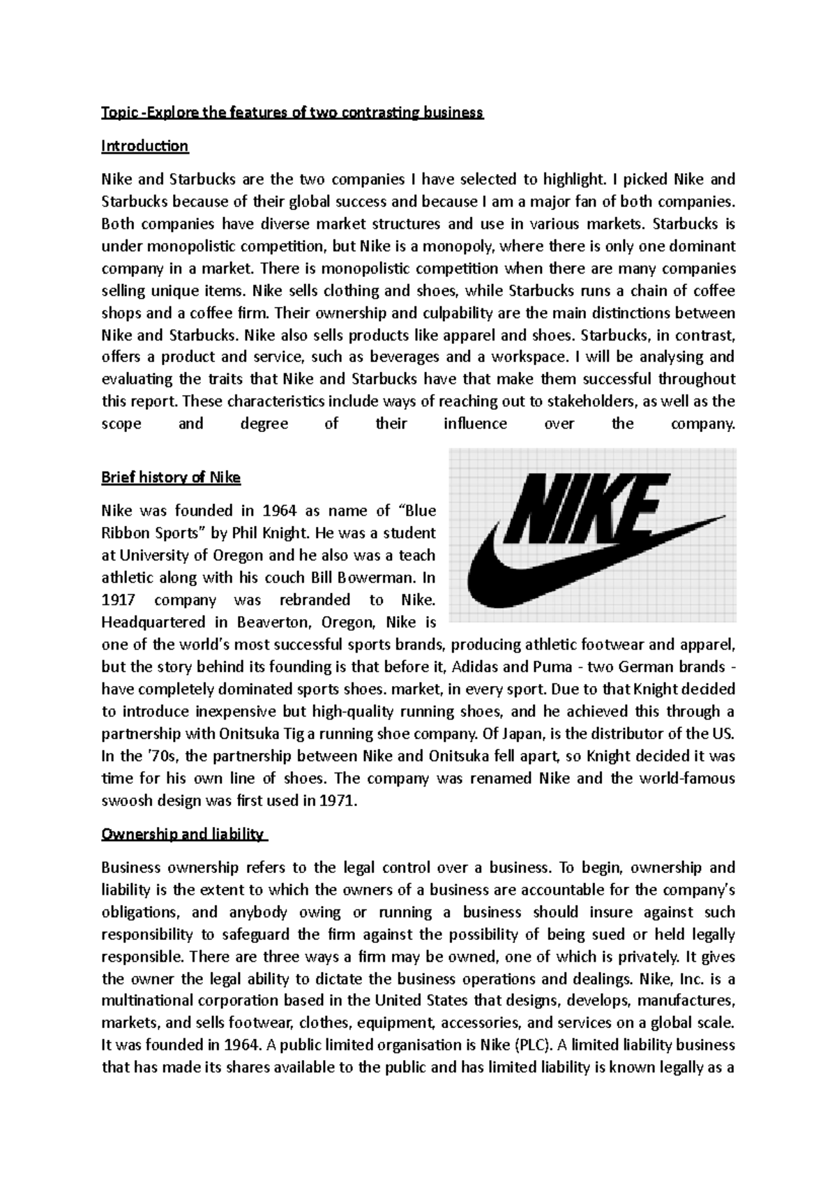 brief history of nike company