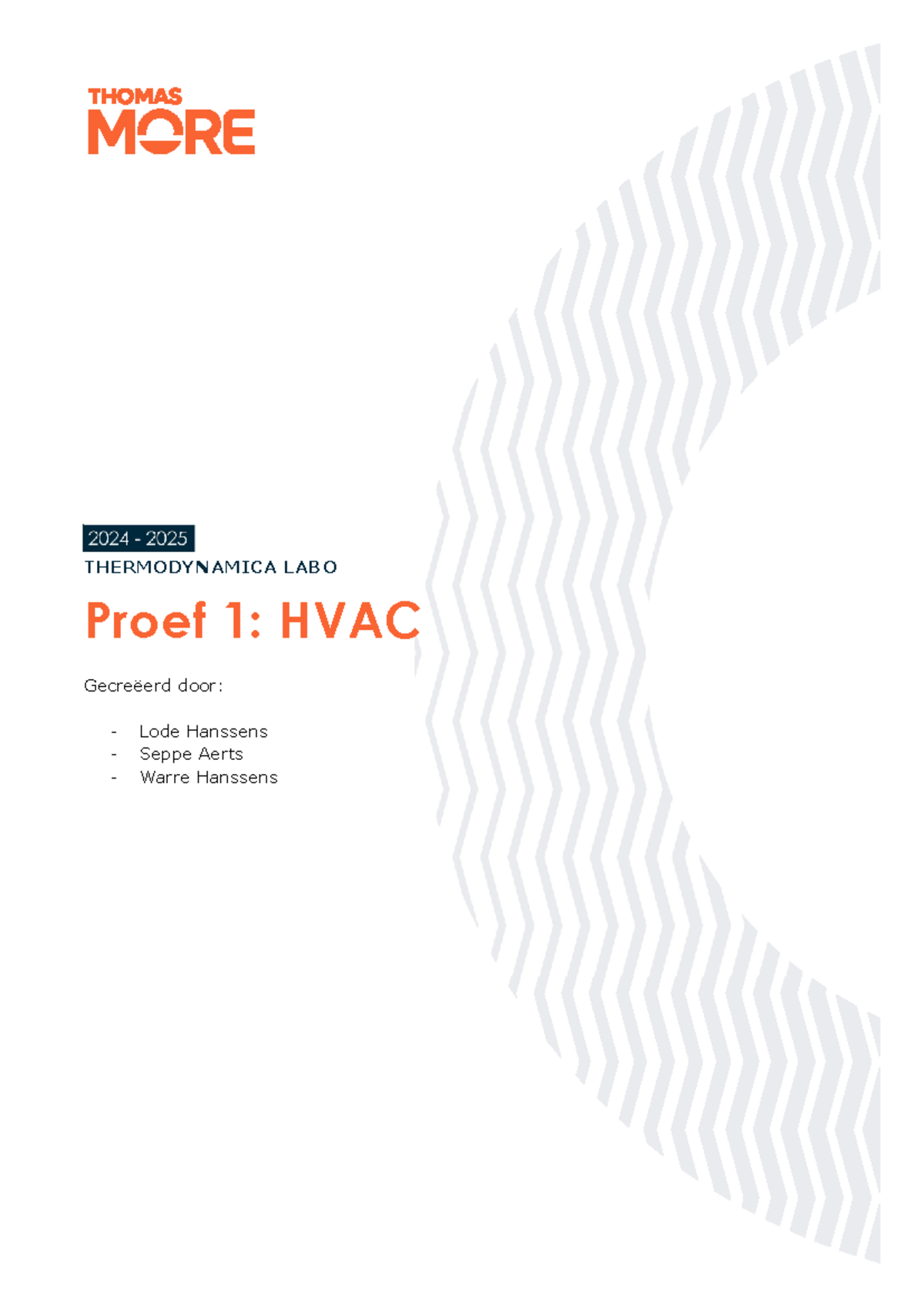 Proef 1: HVAC Thermodynamica Lab Verslag 2024-2025 - Studocu