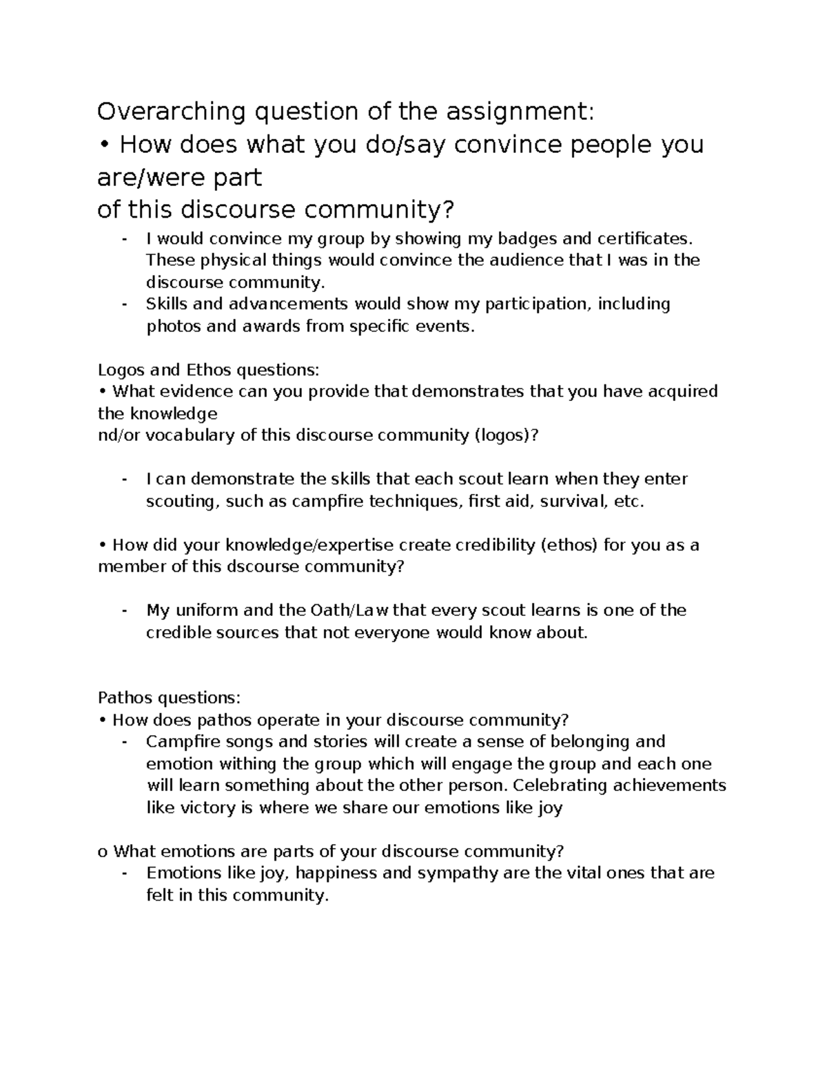 Brainstorming for Discourse Community Engagement and Credibility - Studocu
