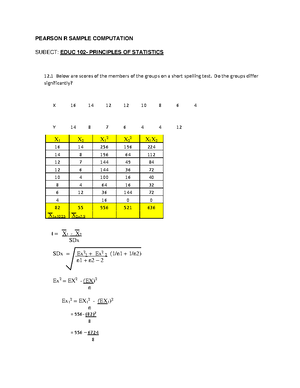 Correlation Statistics Sample Computation - CORRELATION STATISTICS ...