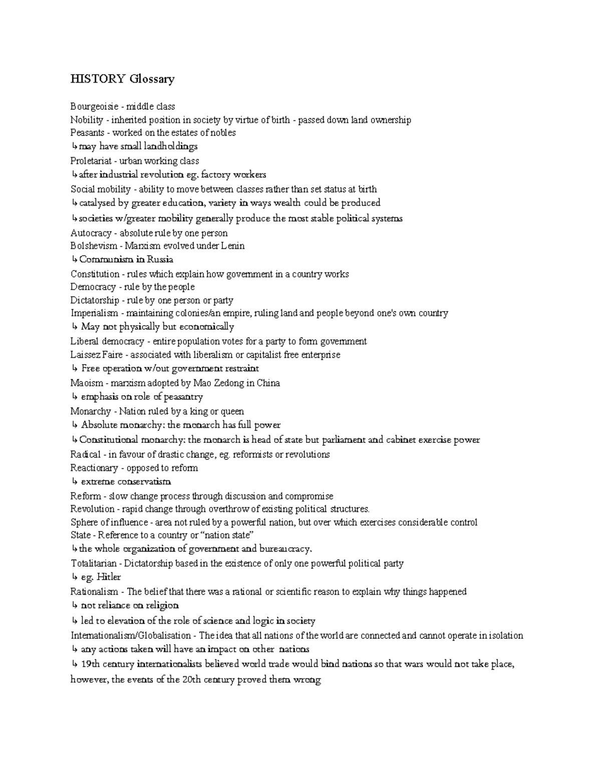 HIST 101: Comprehensive History Glossary of Key Terms - Studocu