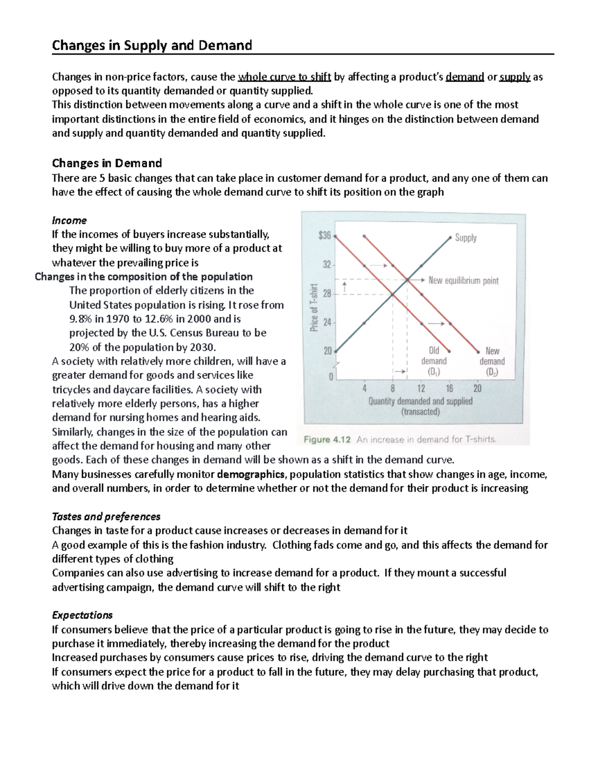 ECON 101: Changes in Demand and Supply - Key Concepts Explained - Studocu
