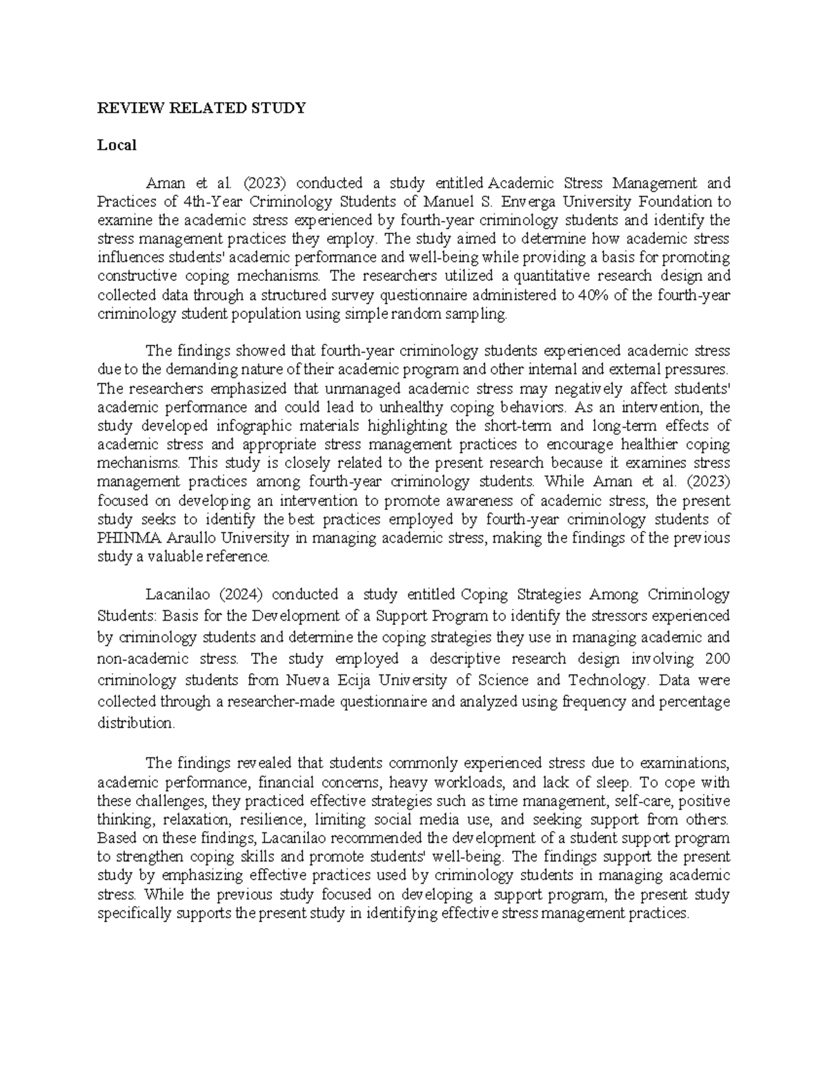 RRS - Review of Academic Stress Management in Criminology Students ...