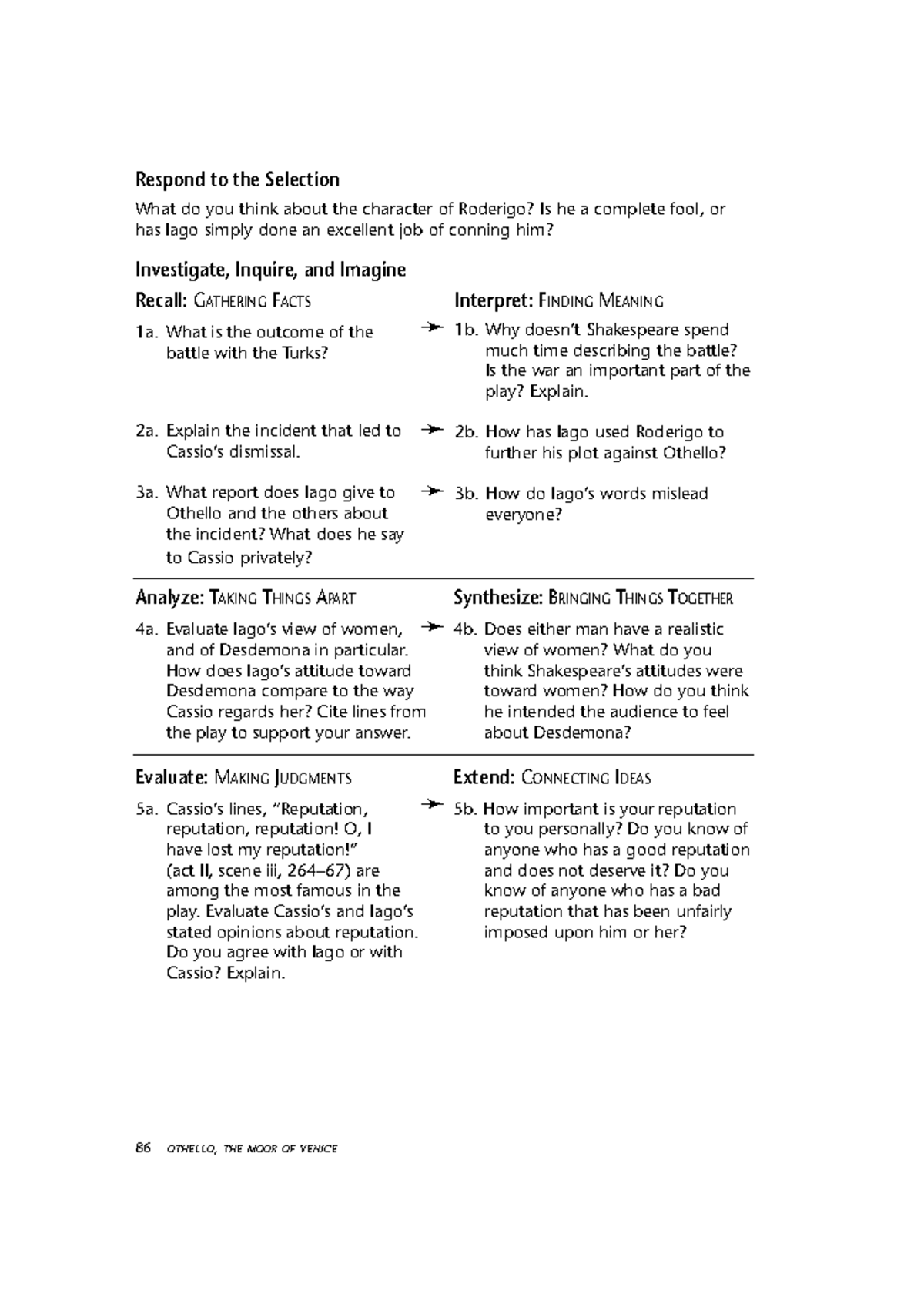 Othello - Act 2 Study Questions and Analysis - Studocu