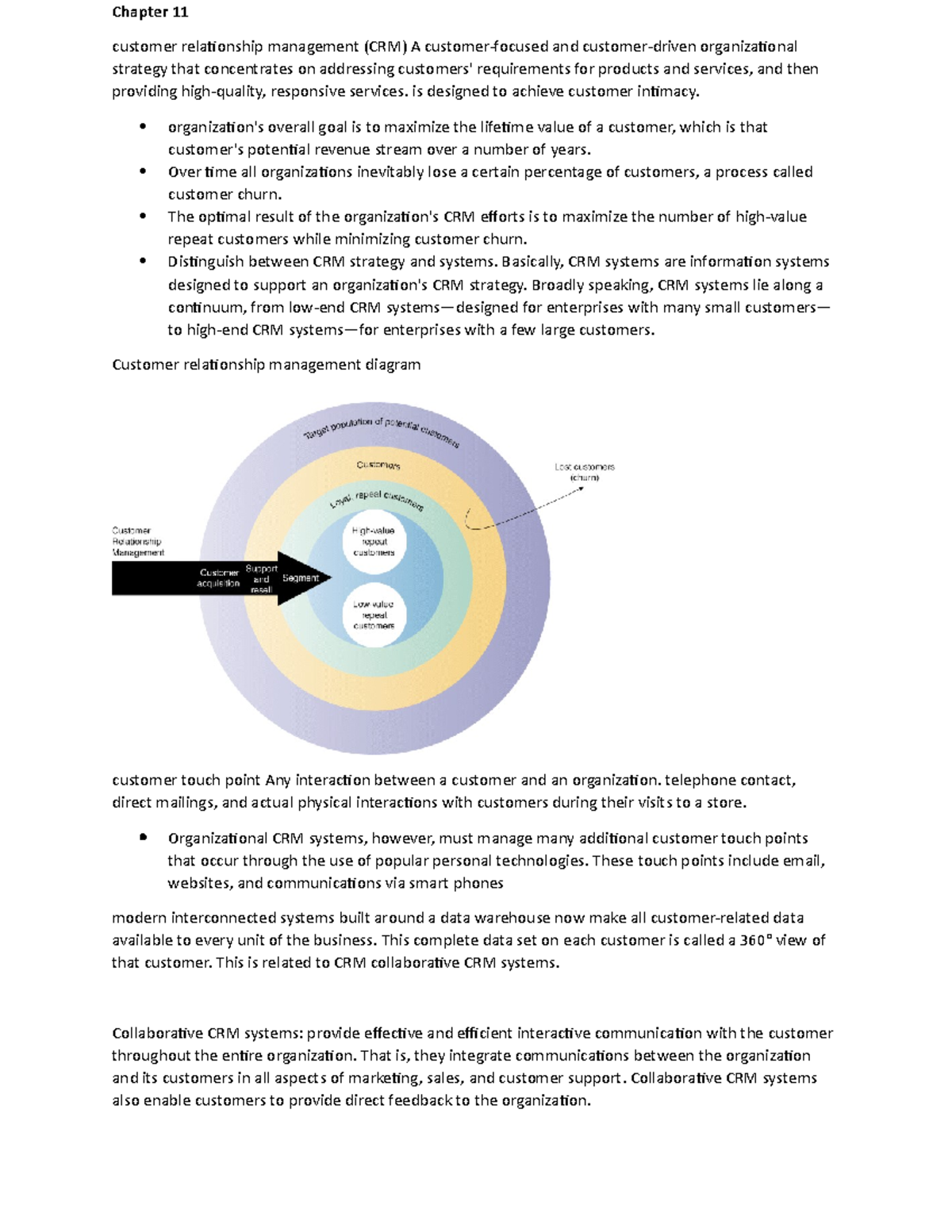 Chapter 11 - summary - Chapter 11 customer relationship management (CRM ...
