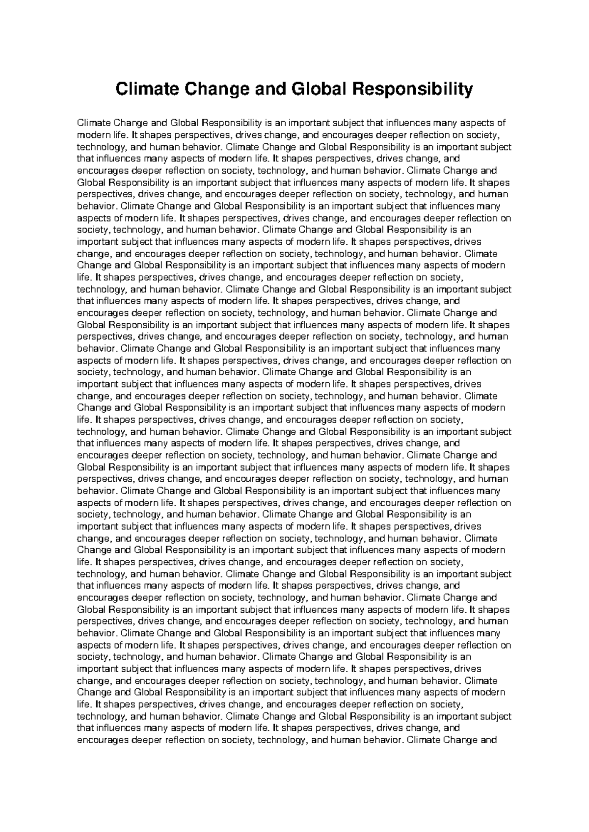 Climate Change and Global Responsibility: Essay 2 Analysis - Studocu