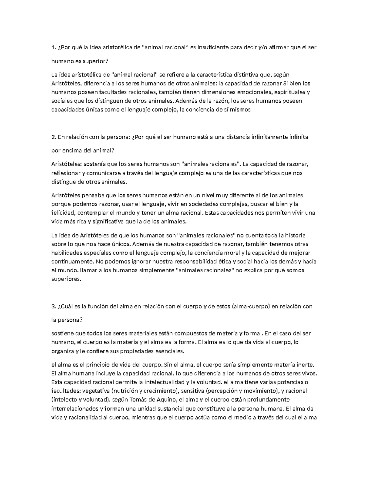Filosofia - ¿Por qué la idea aristotélica de “animal racional” es ...