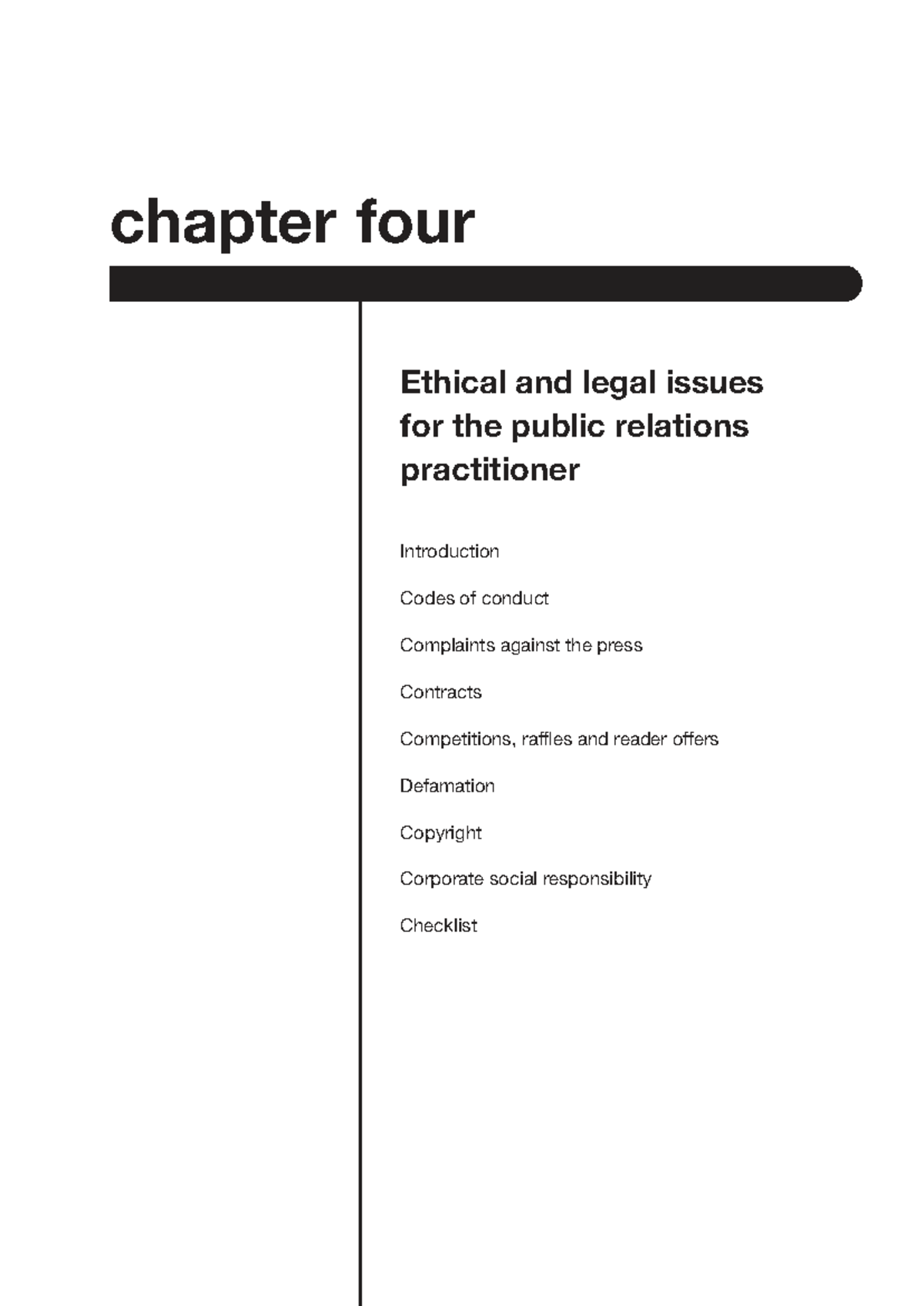Ethical and Legal Issues in PR Practice (PR101) - Chapter Four - Studocu