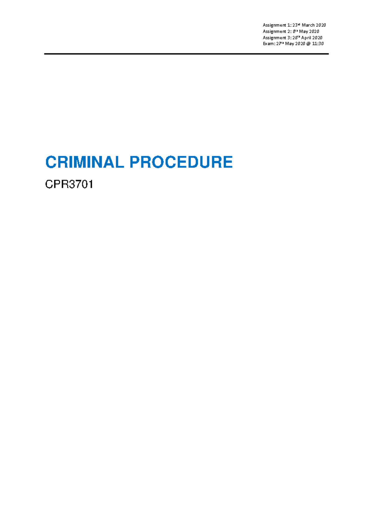 Summary of CPR3701 - Criminal Procedure Study Guide and Assignments ...