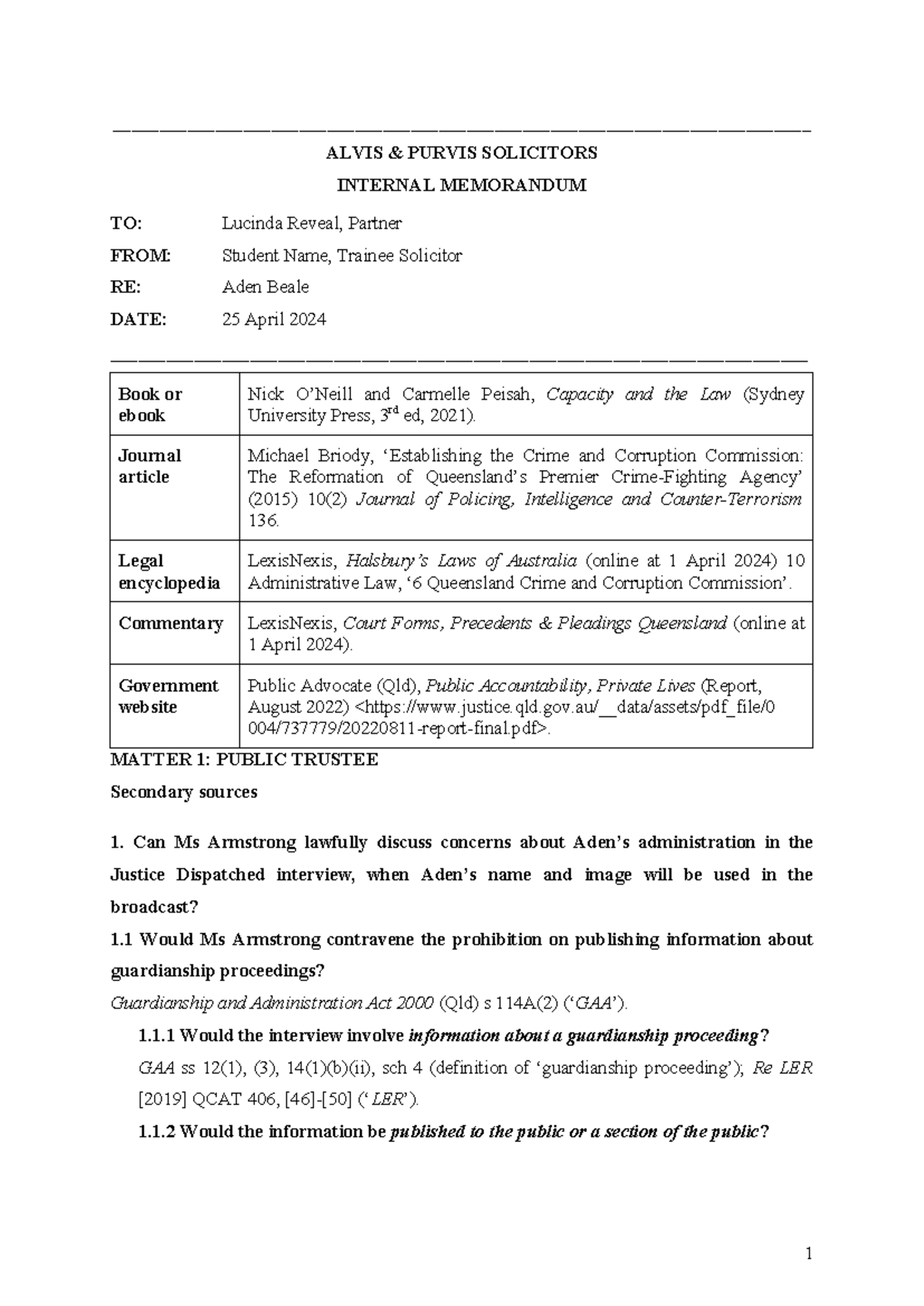 2024 - Sem 1 - Assessment Item 2 - Research Task - Student Example ...