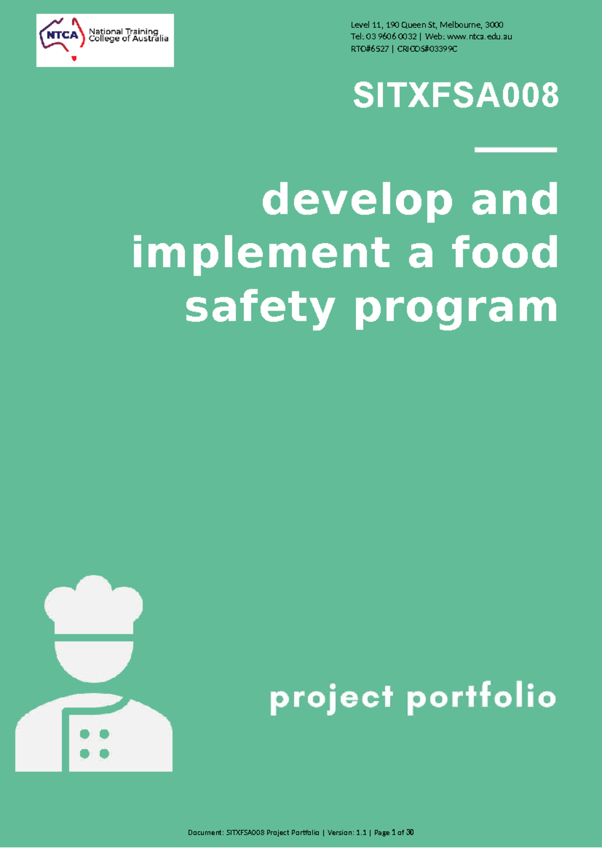SITXFSA008 Food Safety Program Development & Implementation Guide - Studocu