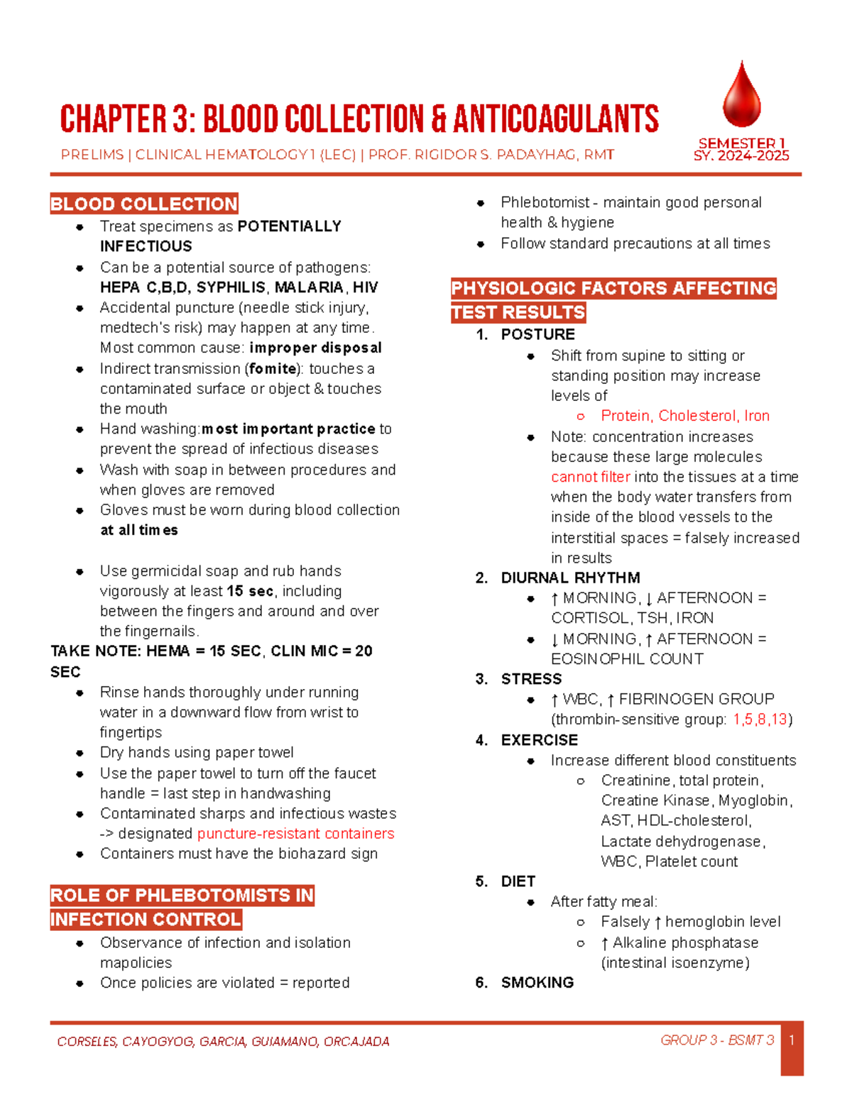 Chapter 3: Blood Collection Techniques and Anticoagulants (BSMT 3 ...