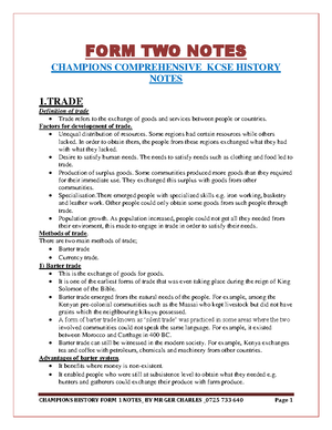 History FORM 2 Notes - Note - IDEAL HISTORY AND GOVERNMENT FORM 2 ...