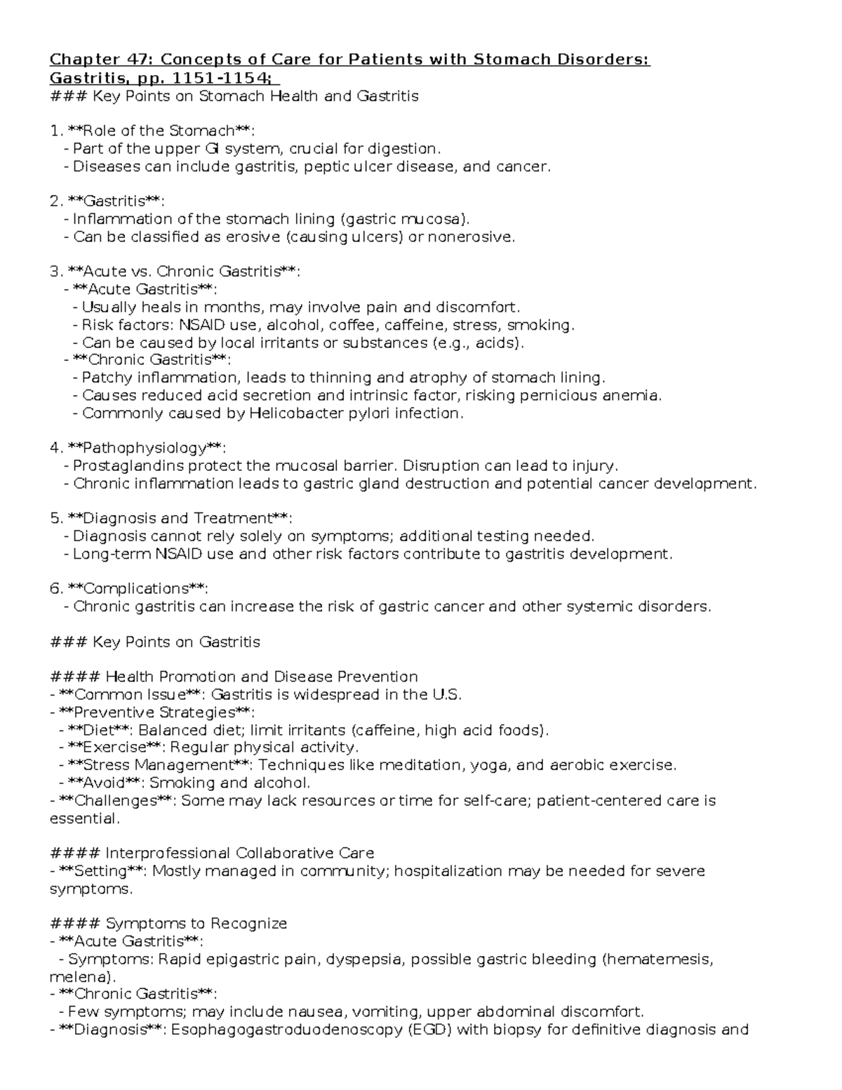 Chapter 47: Comprehensive Care Guidelines for Stomach Disorders (PUD ...