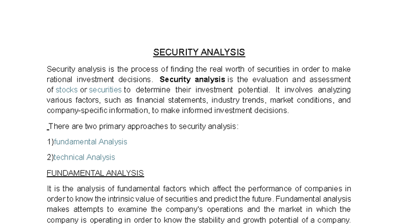 SEC 101: Comprehensive Guide to Security Analysis Techniques - Studocu