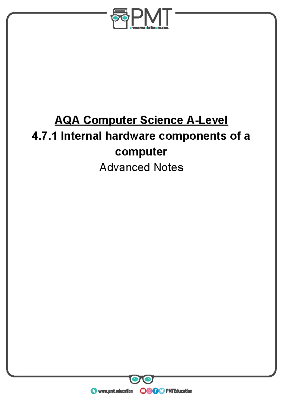 AQA Computer Science AS Level 3.9.1 Advanced Notes on Communication ...