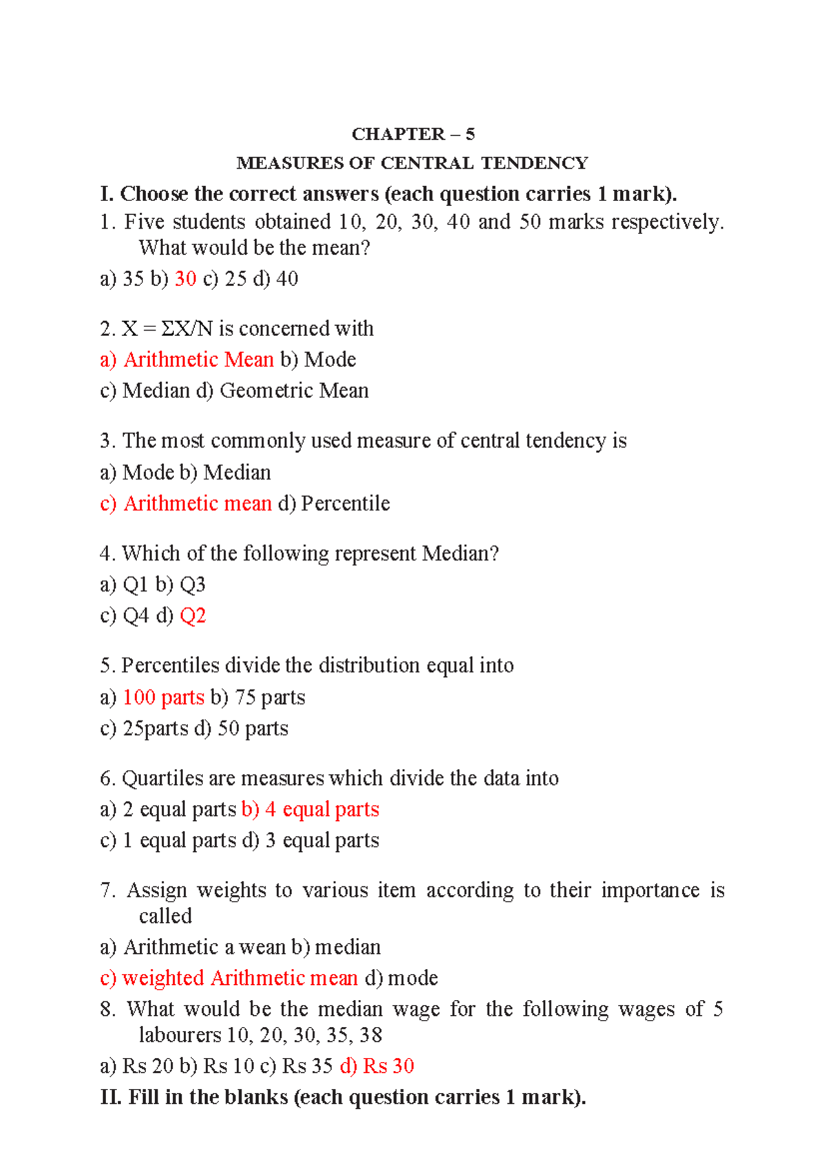 Notes ON Measures OF Central Tendency - CHAPTER – 5 MEASURES OF CENTRAL ...