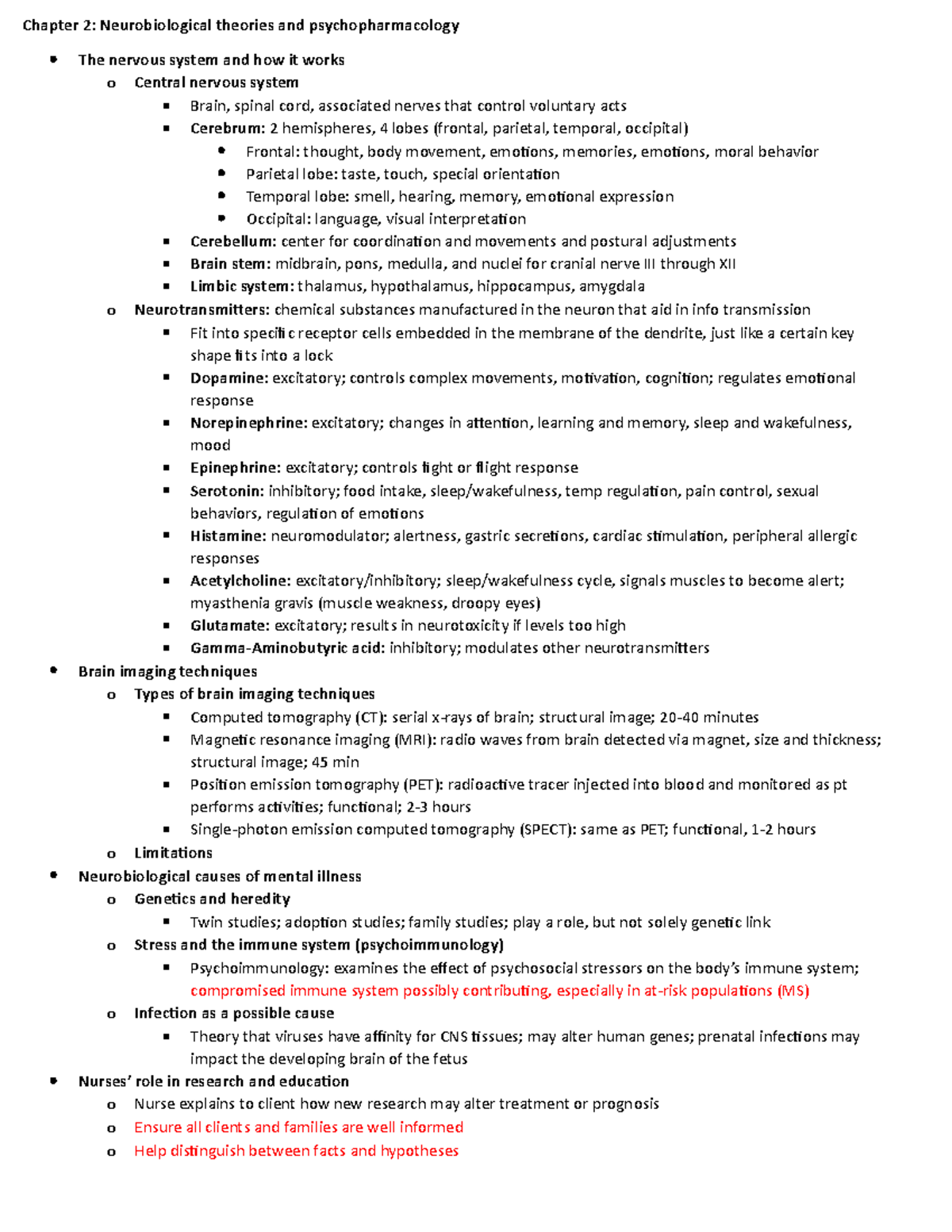Chapter 2 - Neurobiological Theories & Psychopharmacology Overview - Document Preview