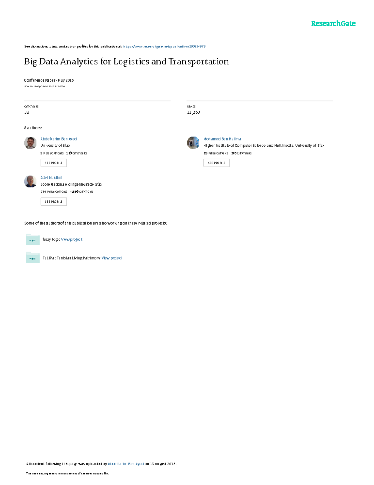 Big Data Analytics in Logistics and Transportation: ICAlT 2015 Insights ...